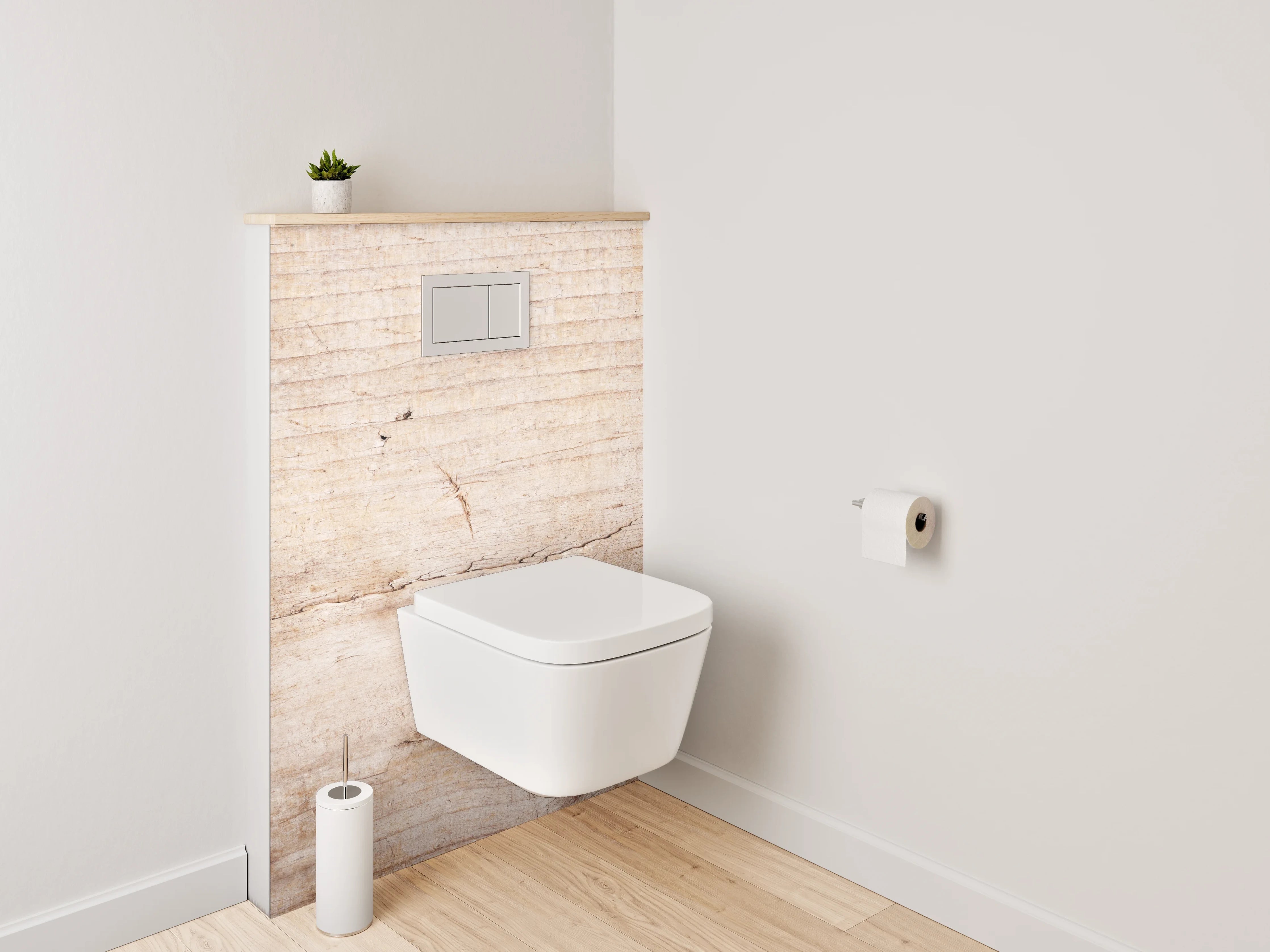 WC-Rückwand - Helles Holzmotiv – natürliche Eleganz