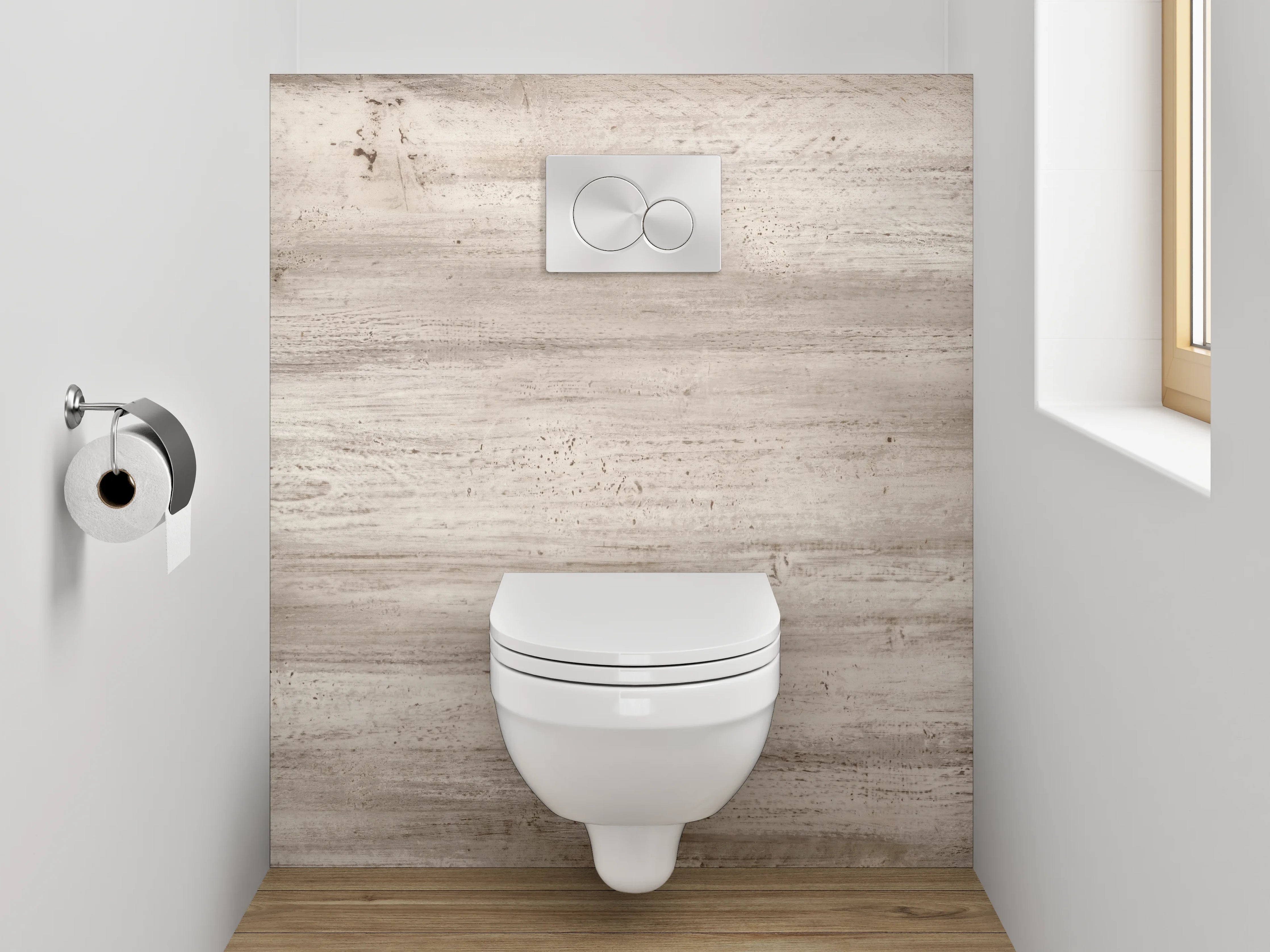 WC-Rückwand - Helles Holzmuster im Vintage-Stil