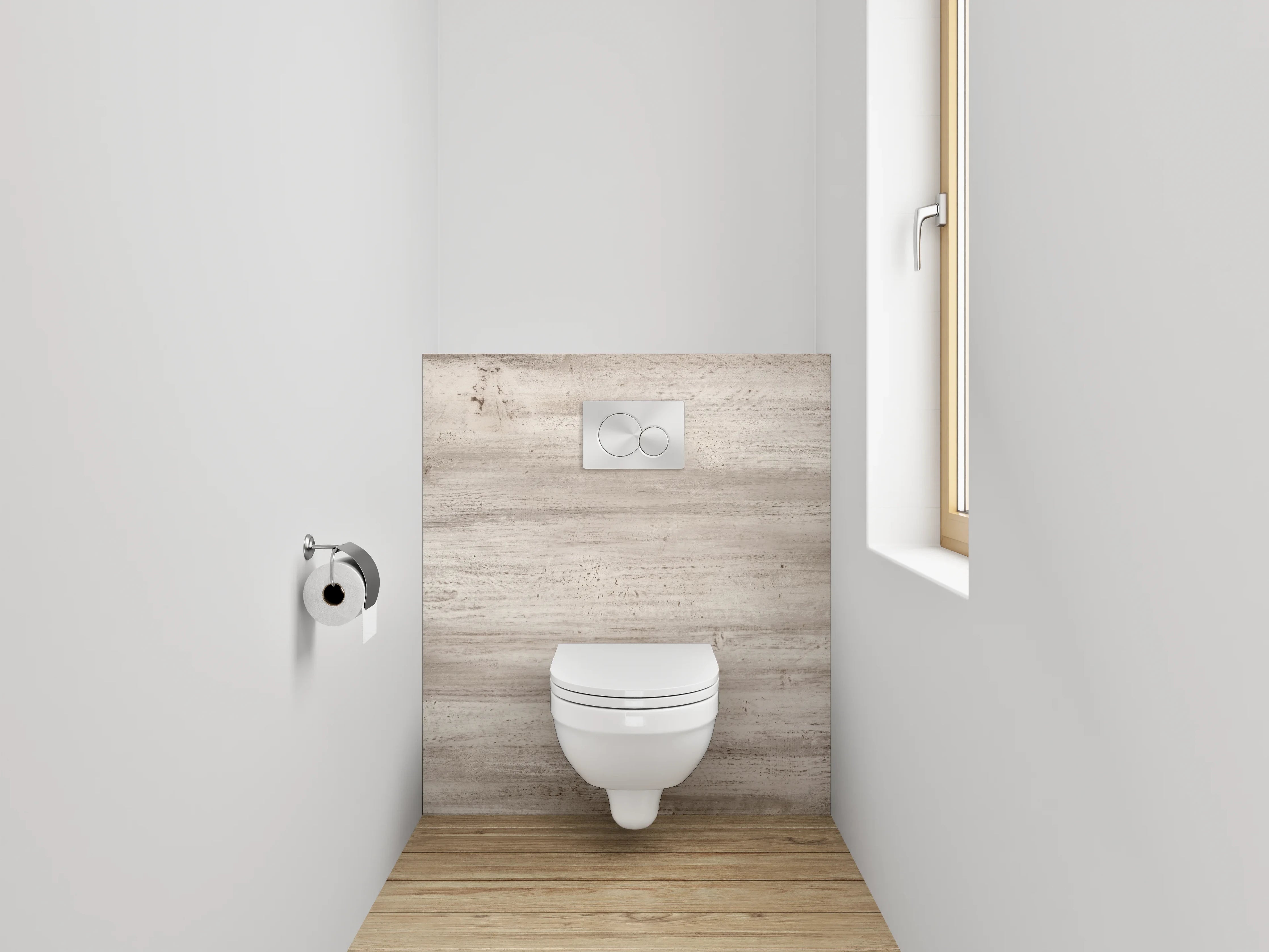 WC-Rückwand - Helles Holzmuster im Vintage-Stil