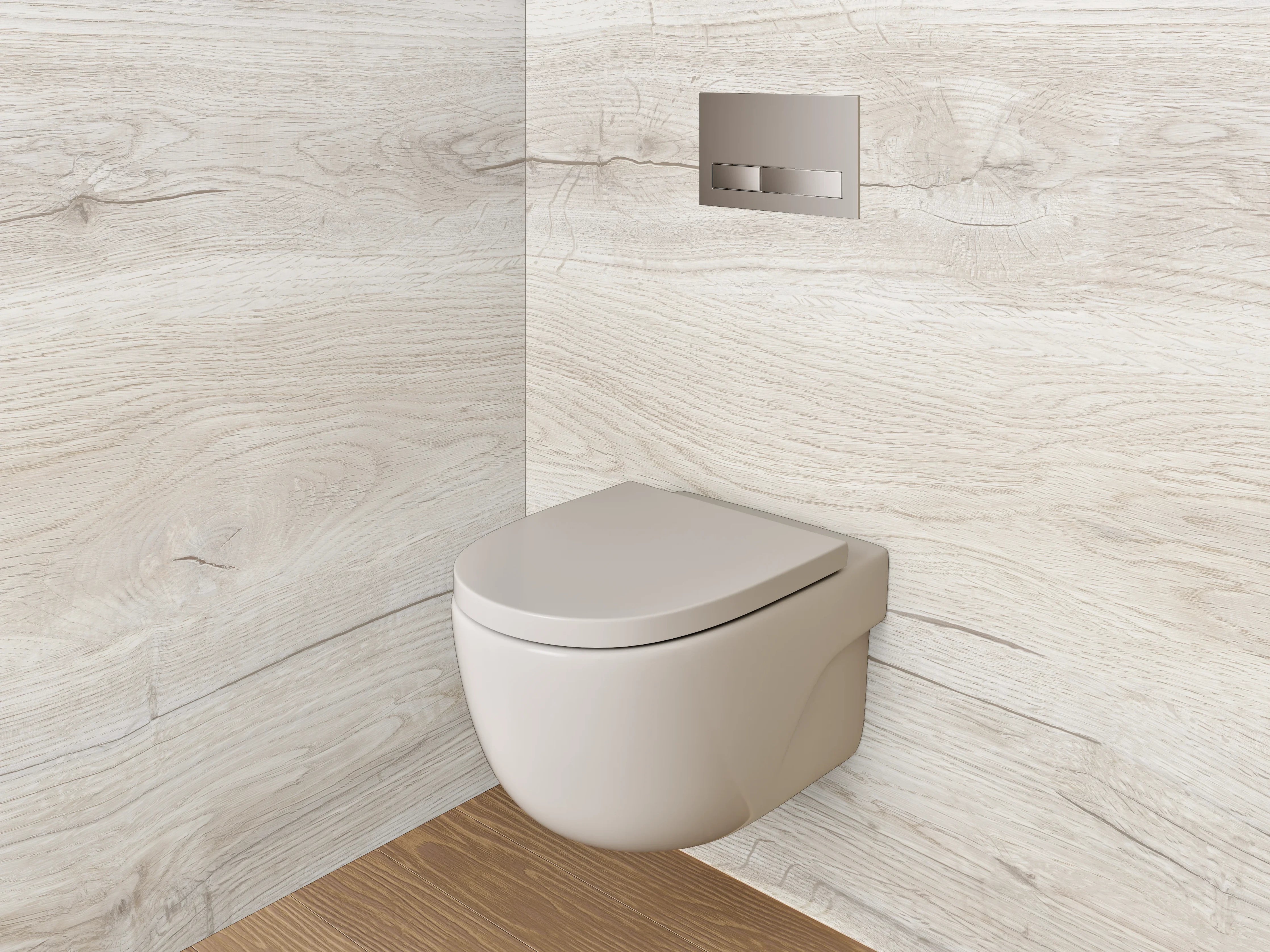 WC-Rückwand - Helles Holzparkett in hellem Ton