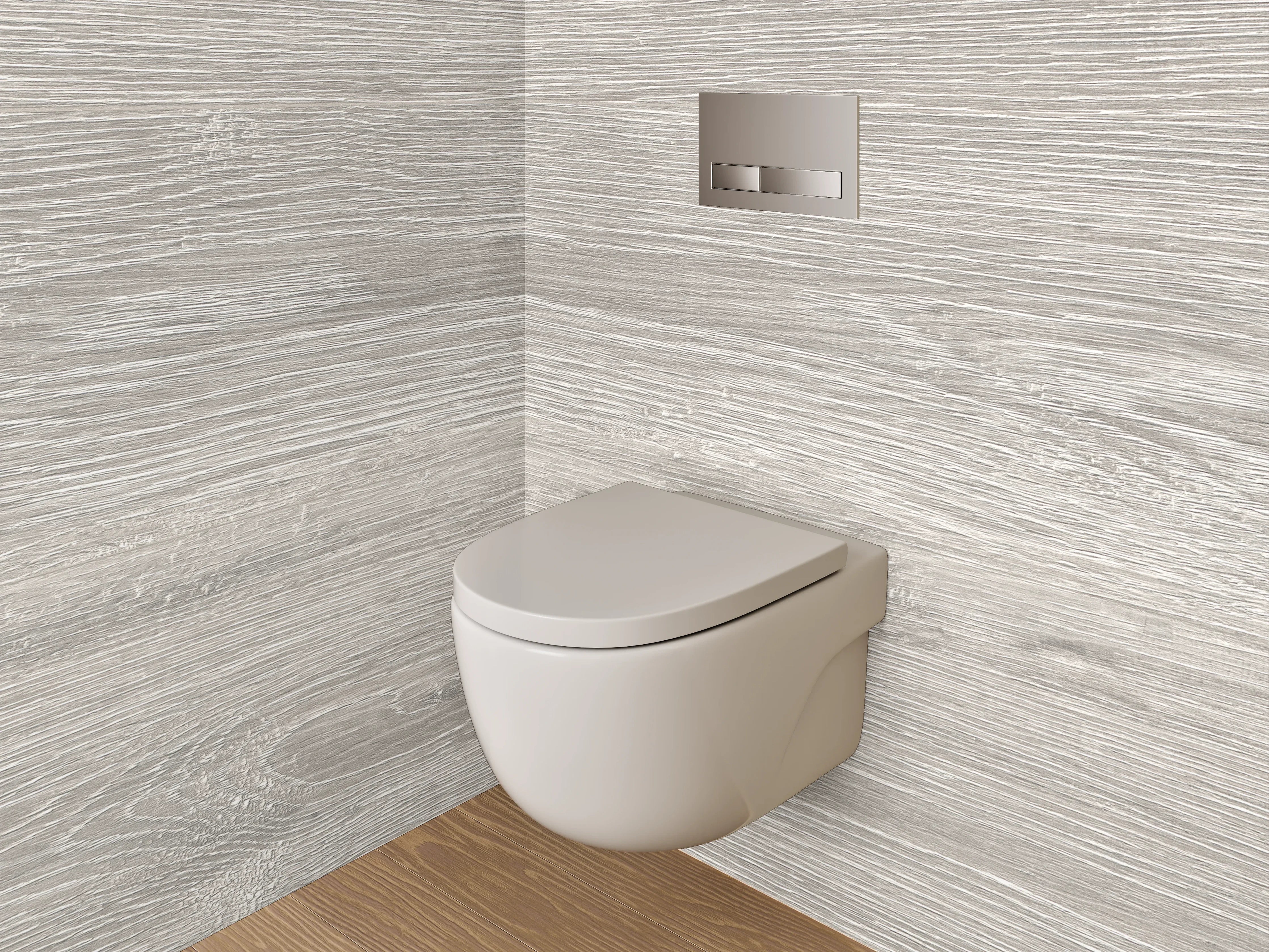 WC-Rückwand - Helles Holzparkett mit natürlicher Maserung