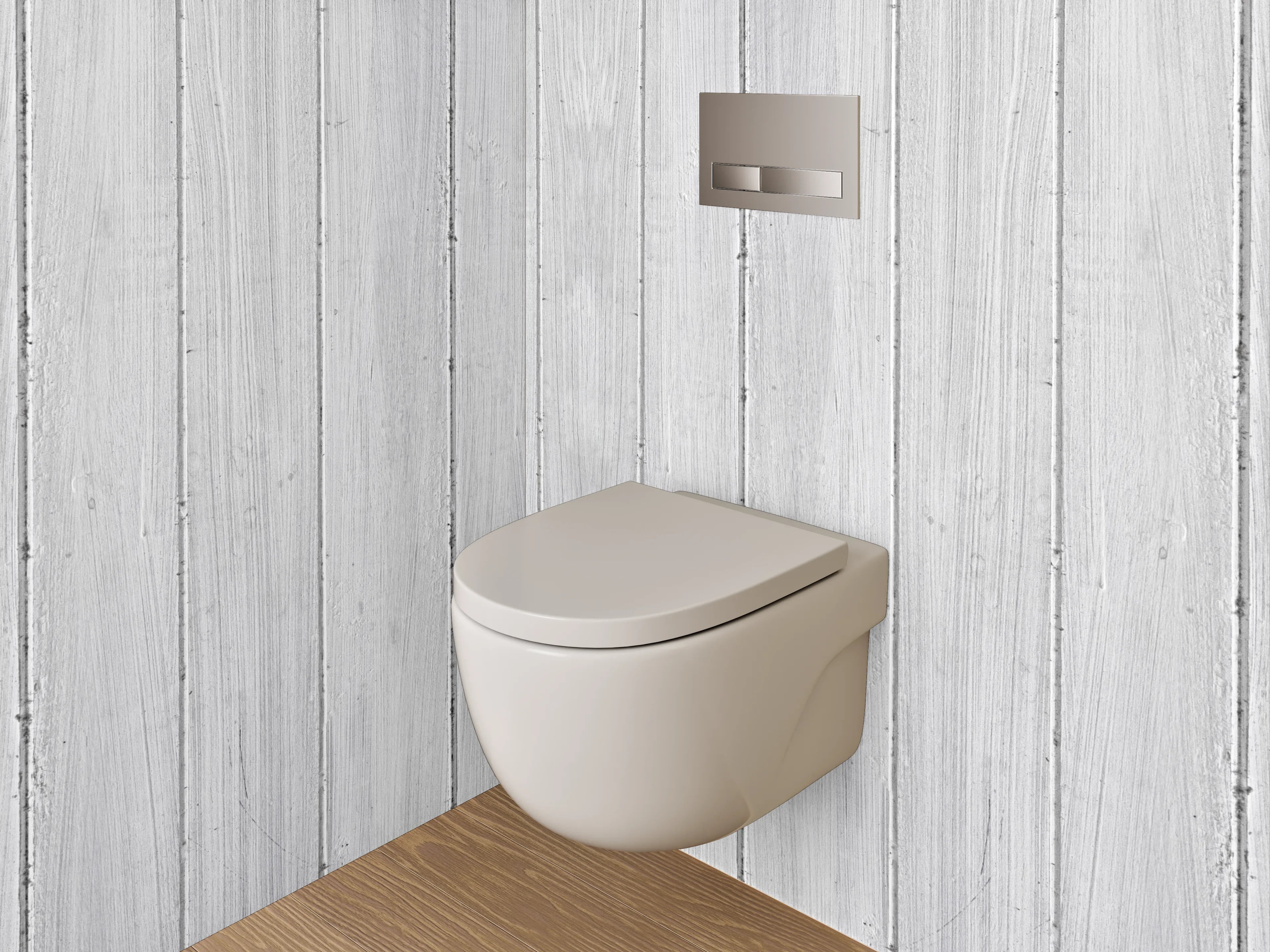 WC-Rückwand - Helles Holzzement-Design