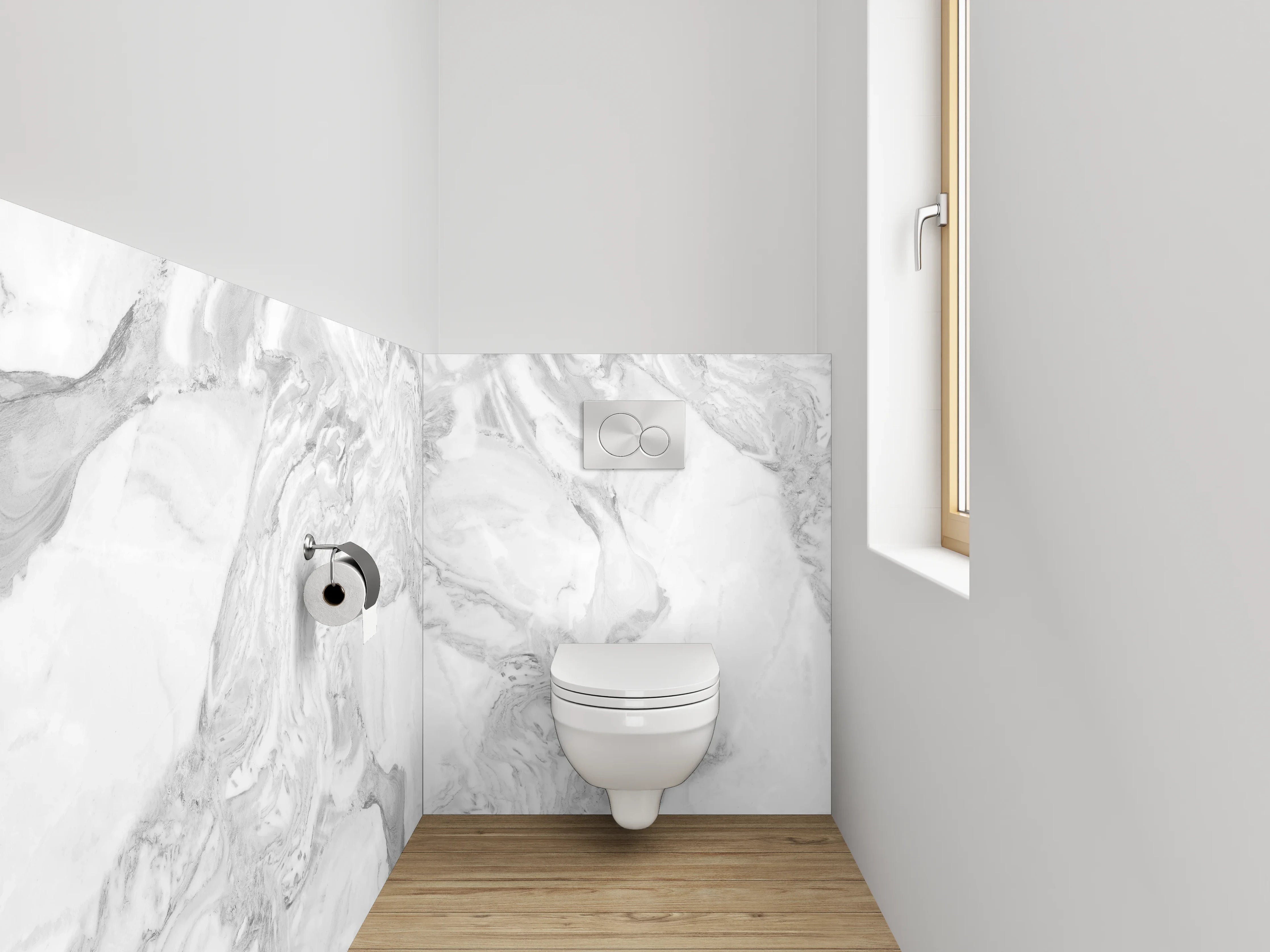 WC-Rückwand - Helles Marmor mit grauen Linien