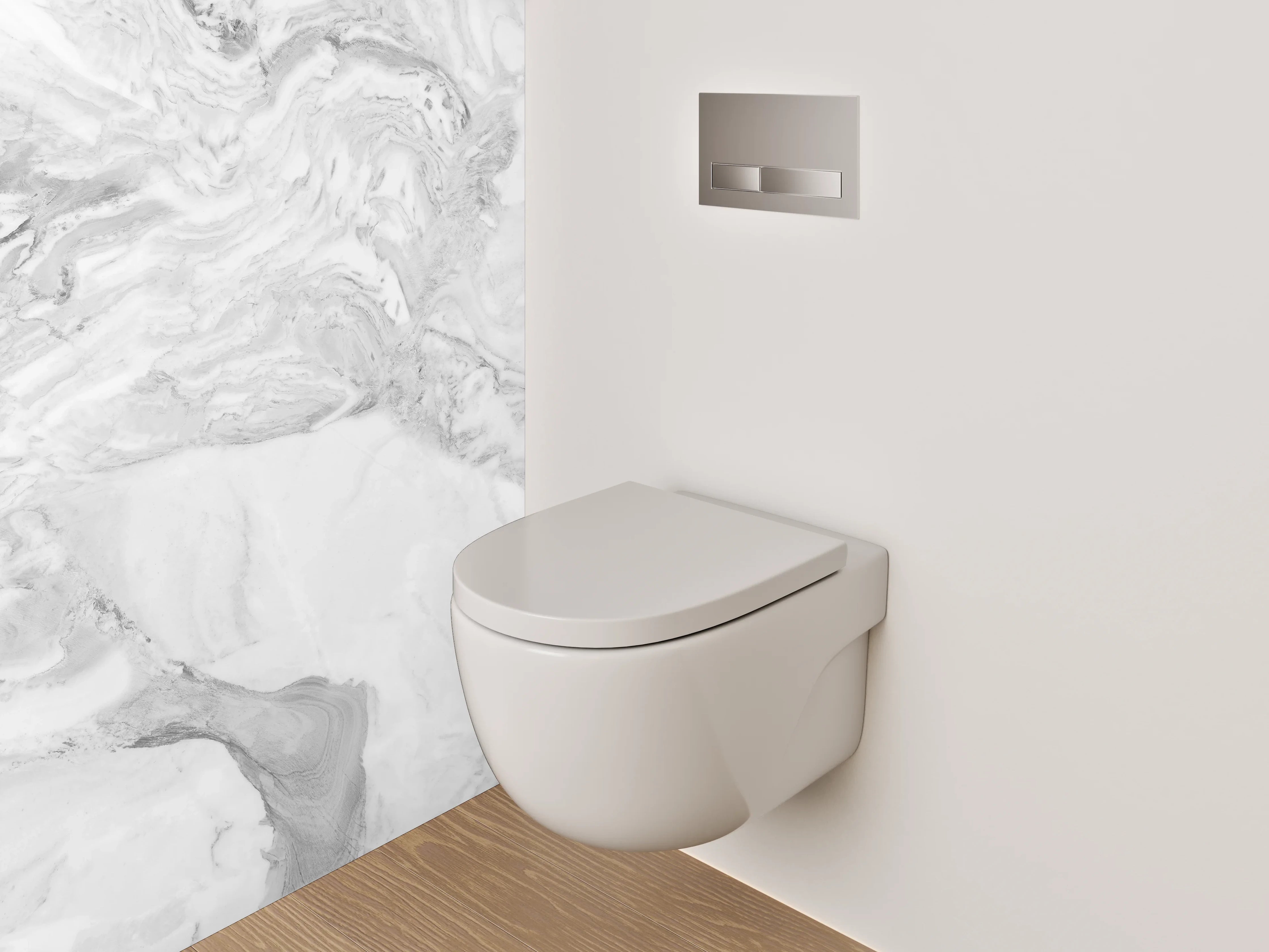 WC-Rückwand - Helles Marmor mit grauen Linien