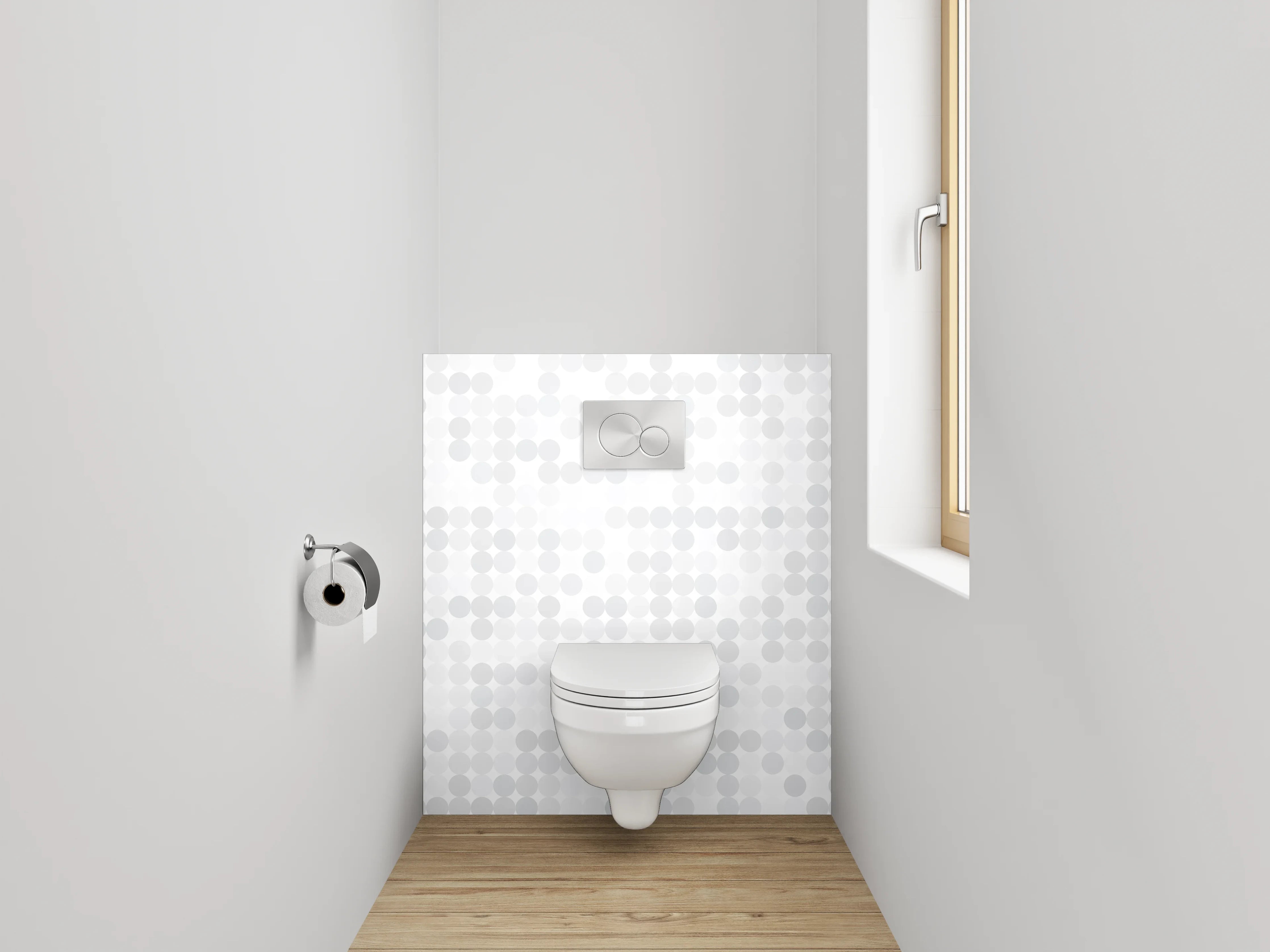 WC-Rückwand - Helles abstraktes Punktmuster Weiß-Grau