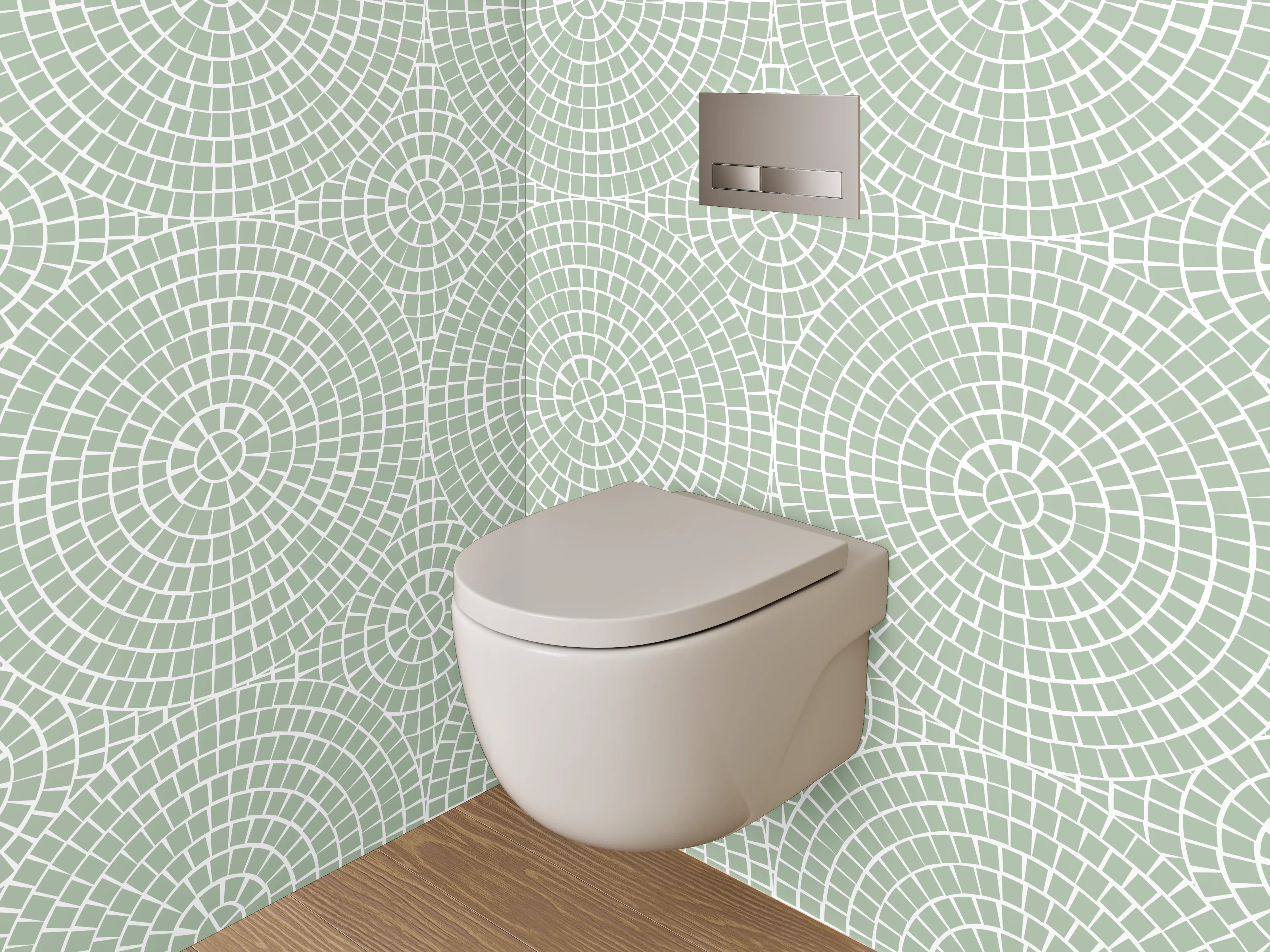 WC-Rückwand - Helles geometrisches Muster in Pastellfarben