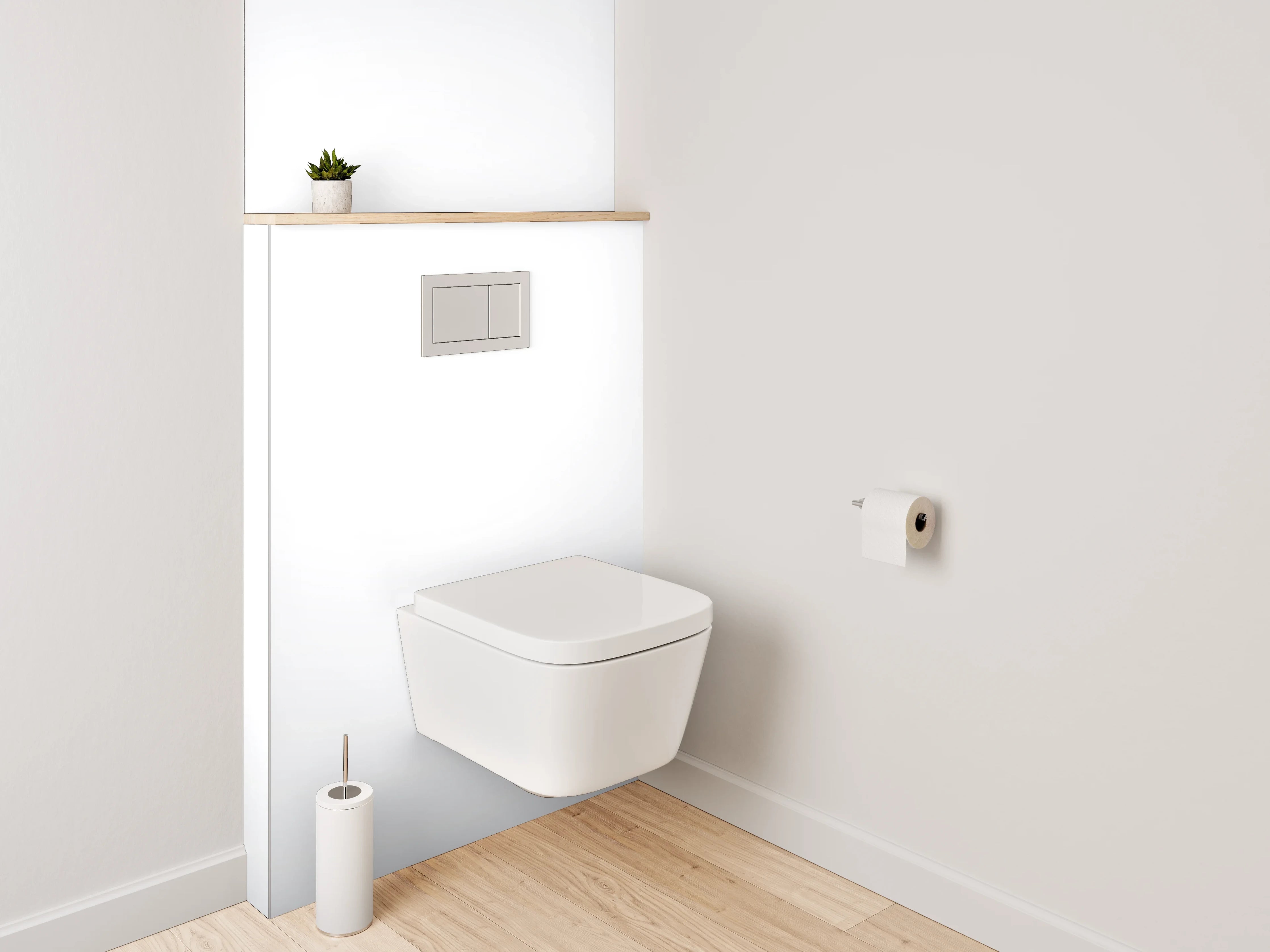 WC-Rückwand - Helles minimalistisches weiß-graues Design