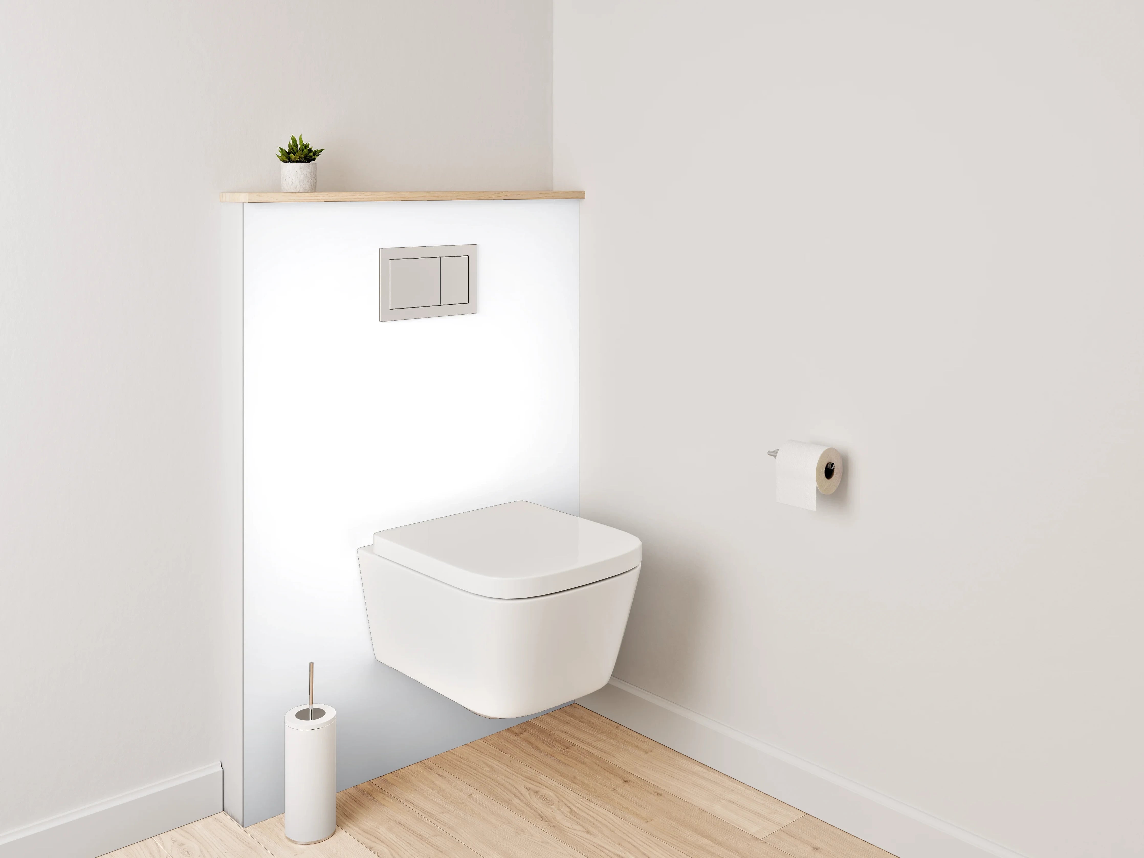 WC-Rückwand - Helles minimalistisches weiß-graues Design