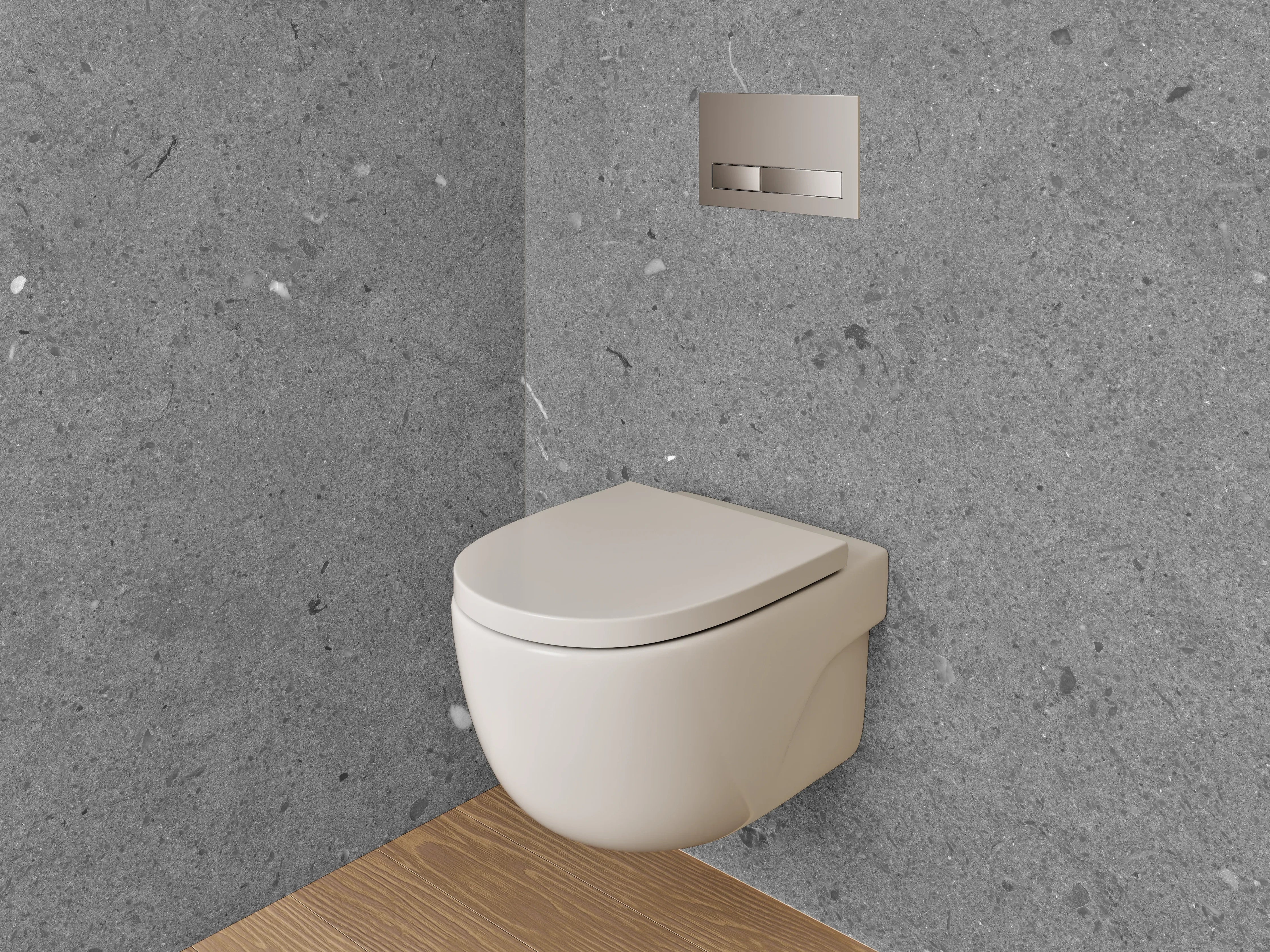 WC-Rückwand - Hellgrauer Betontapete