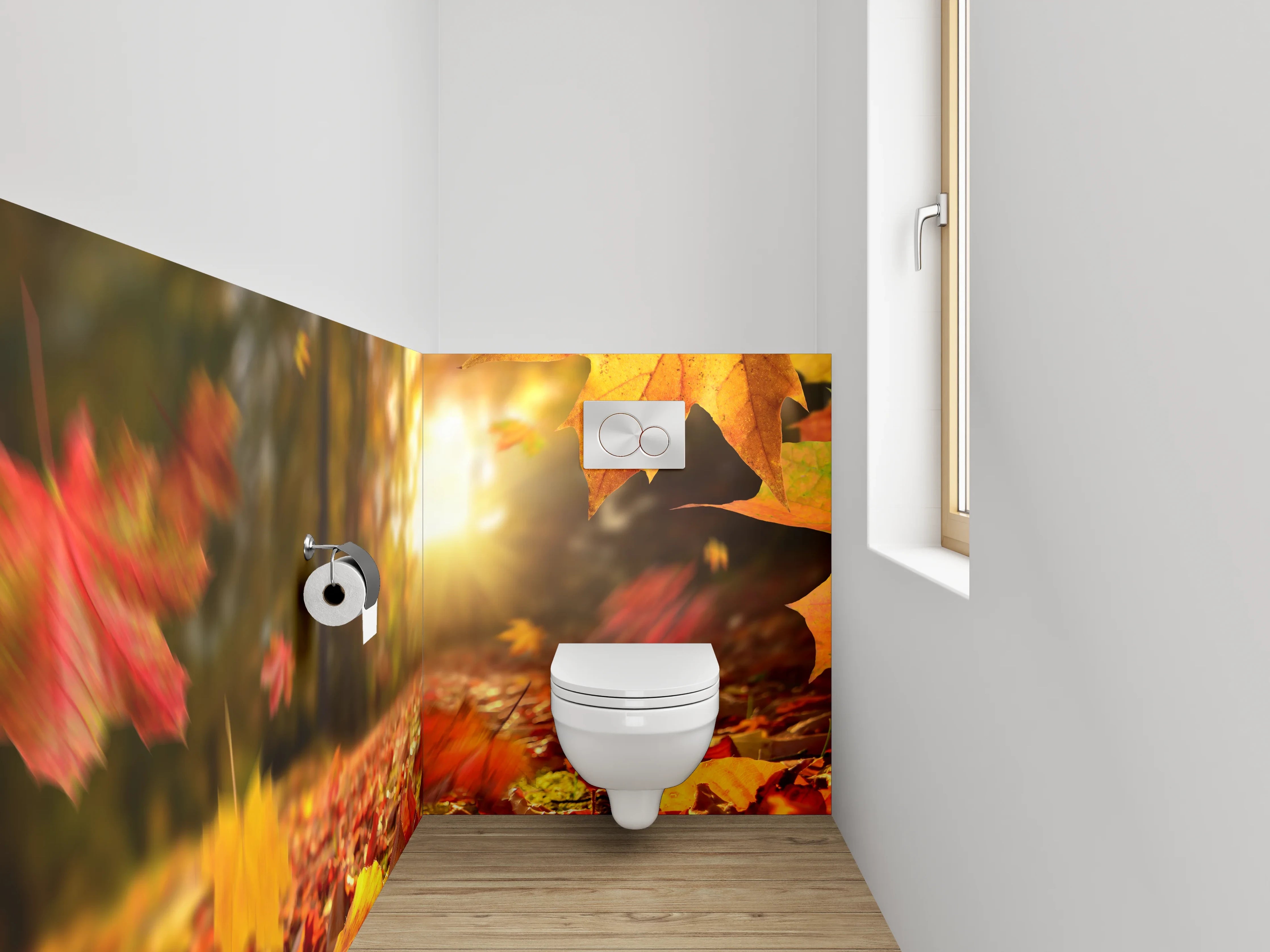 WC-Rückwand - Herbstlaub Sonnenstrahlen Naturfotografie