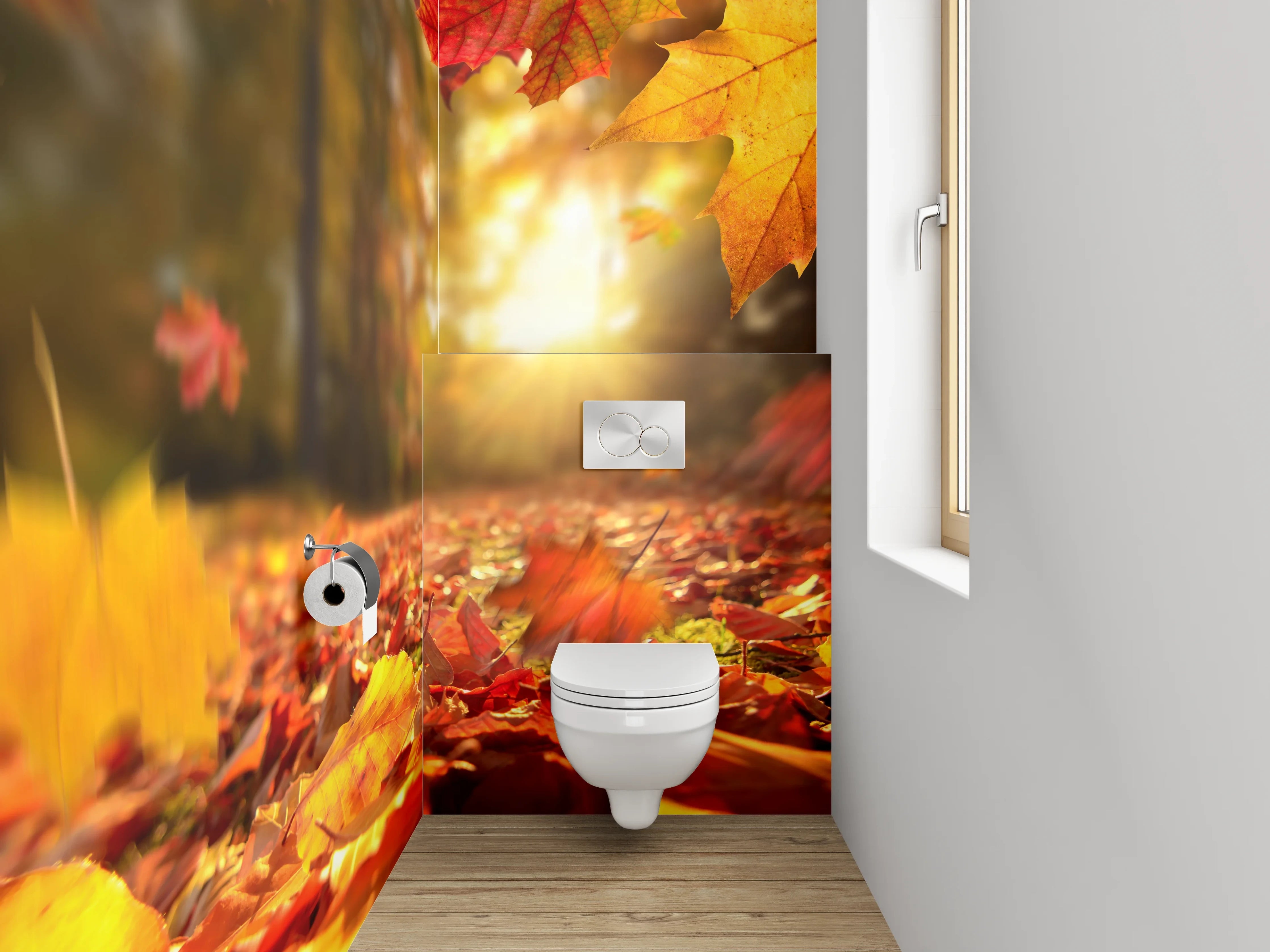 WC-Rückwand - Herbstlaub Sonnenstrahlen Naturfotografie