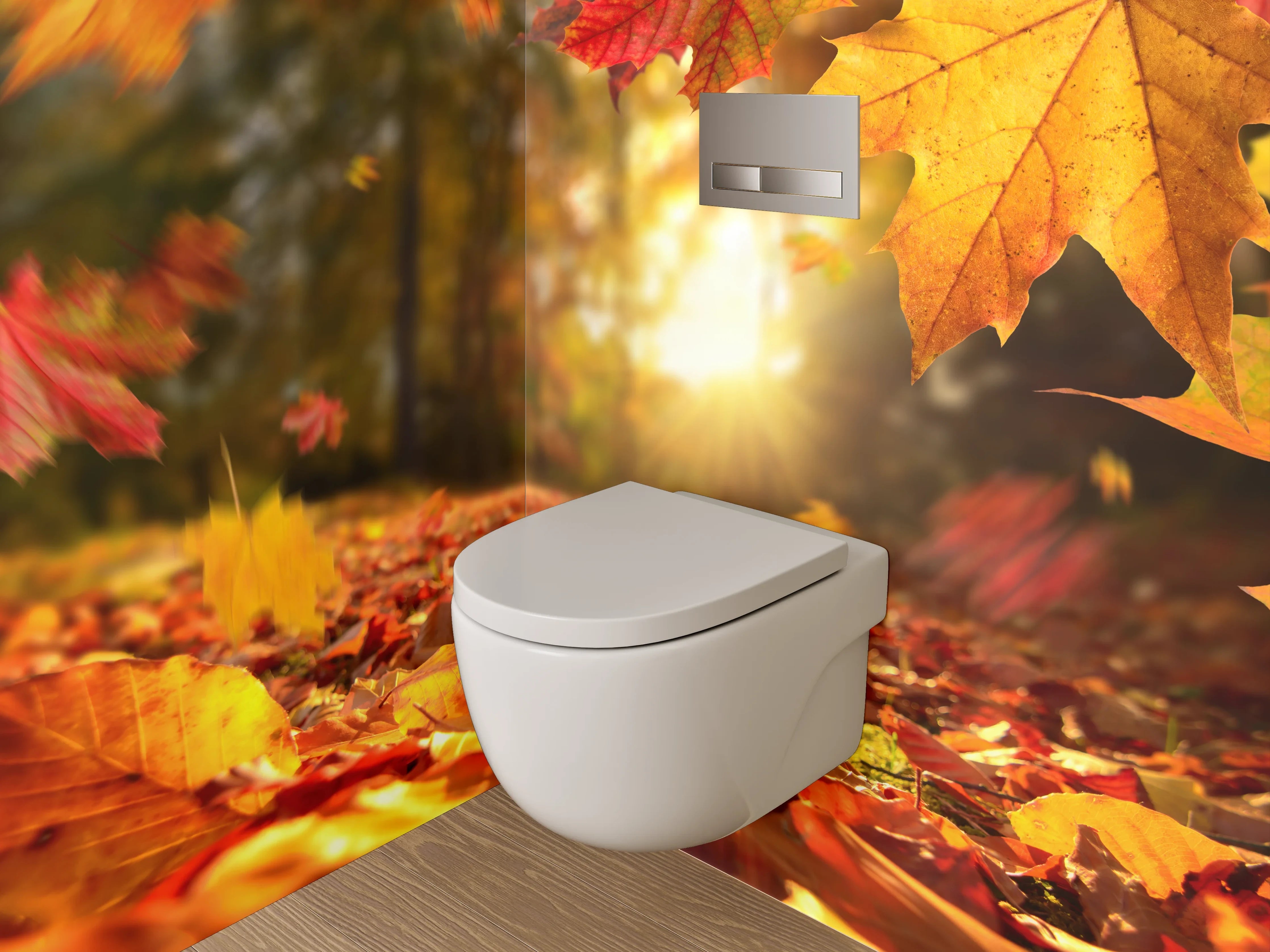 WC-Rückwand - Herbstlaub Sonnenstrahlen Naturfotografie