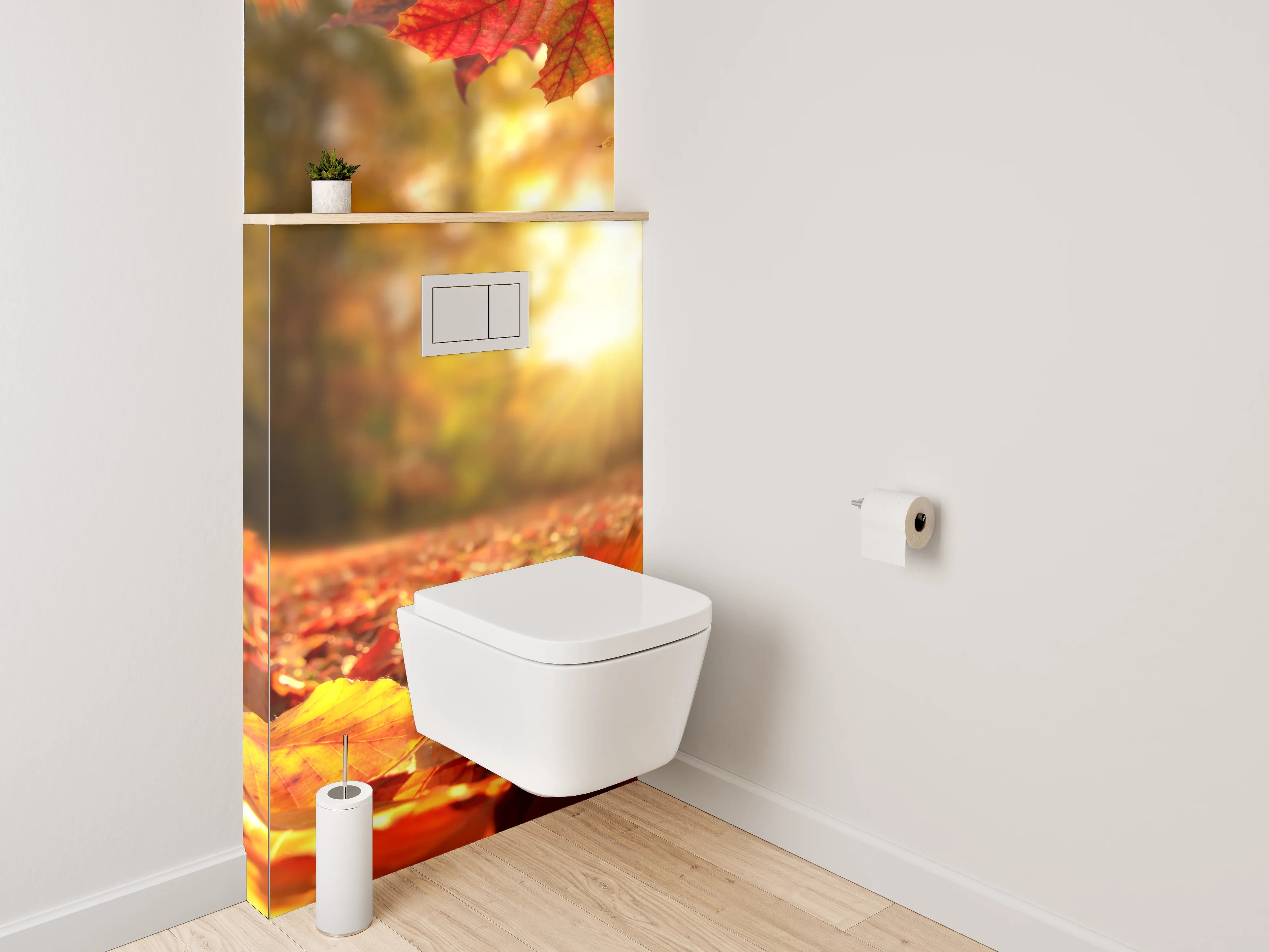 WC-Rückwand - Herbstlaub Sonnenstrahlen Naturfotografie