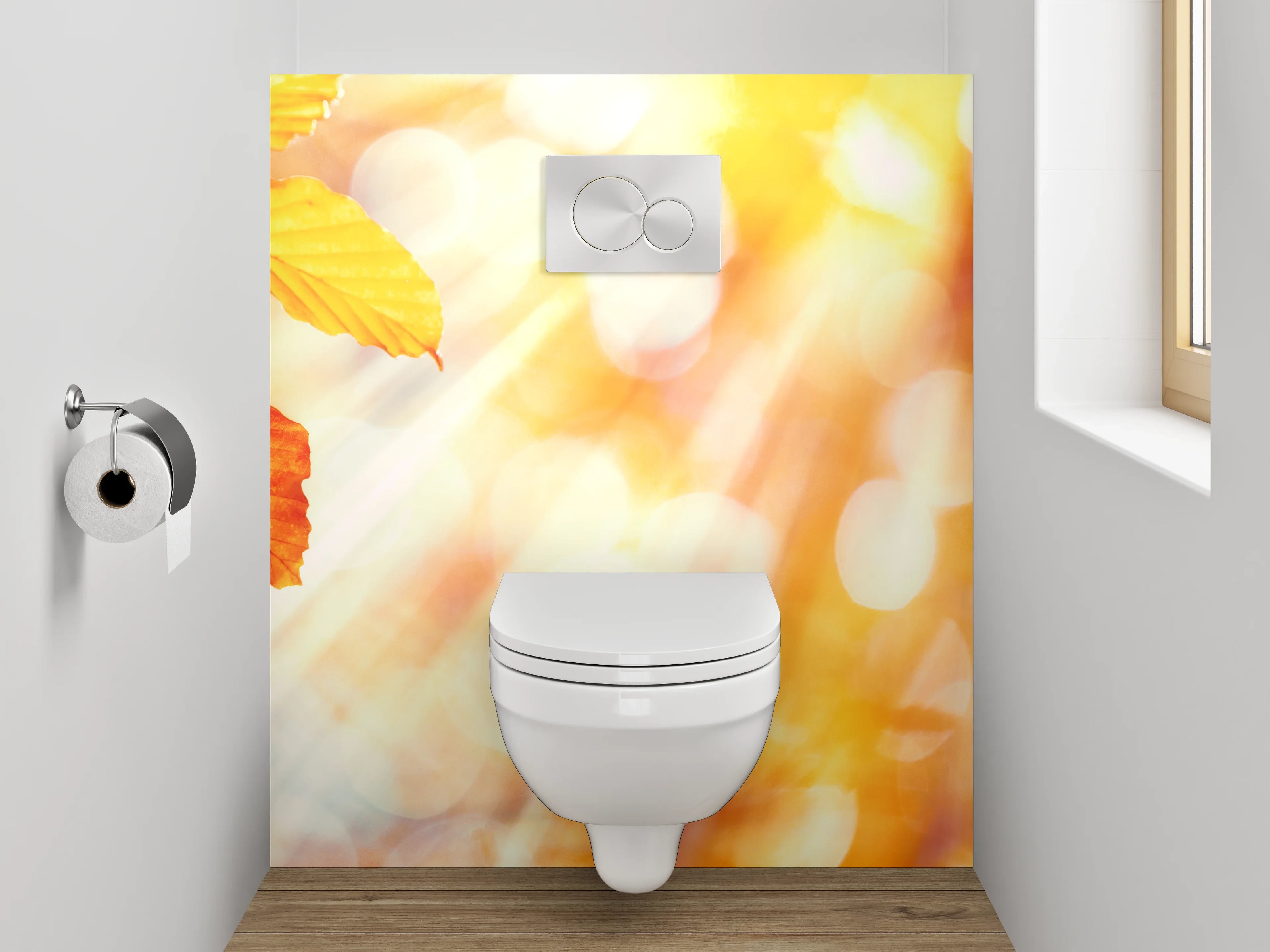 WC-Rückwand - Herbstlaub im goldenen Sonnenlicht