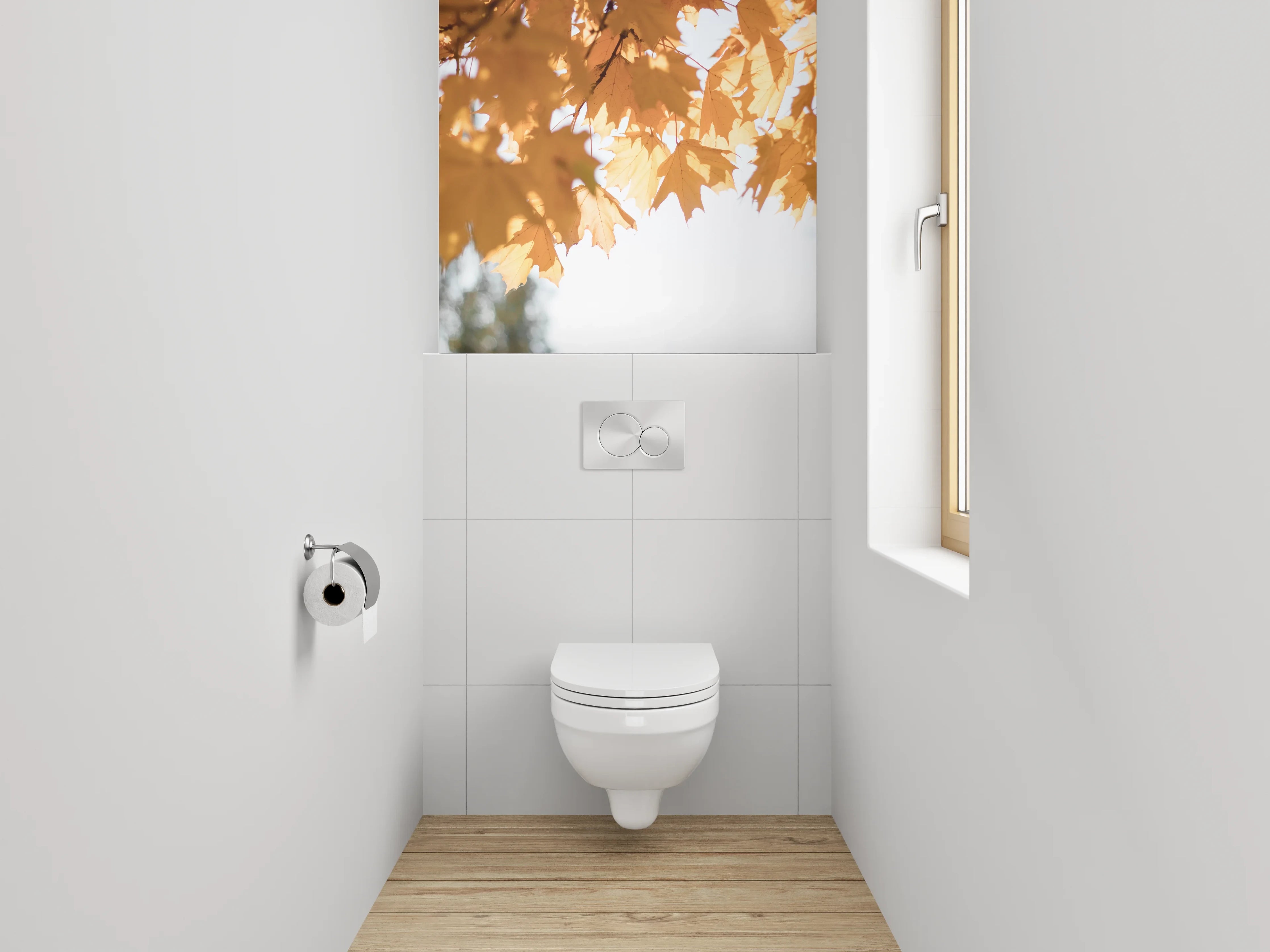 WC-Rückwand - Herbstliche Ahornblätter im Sonnenlicht