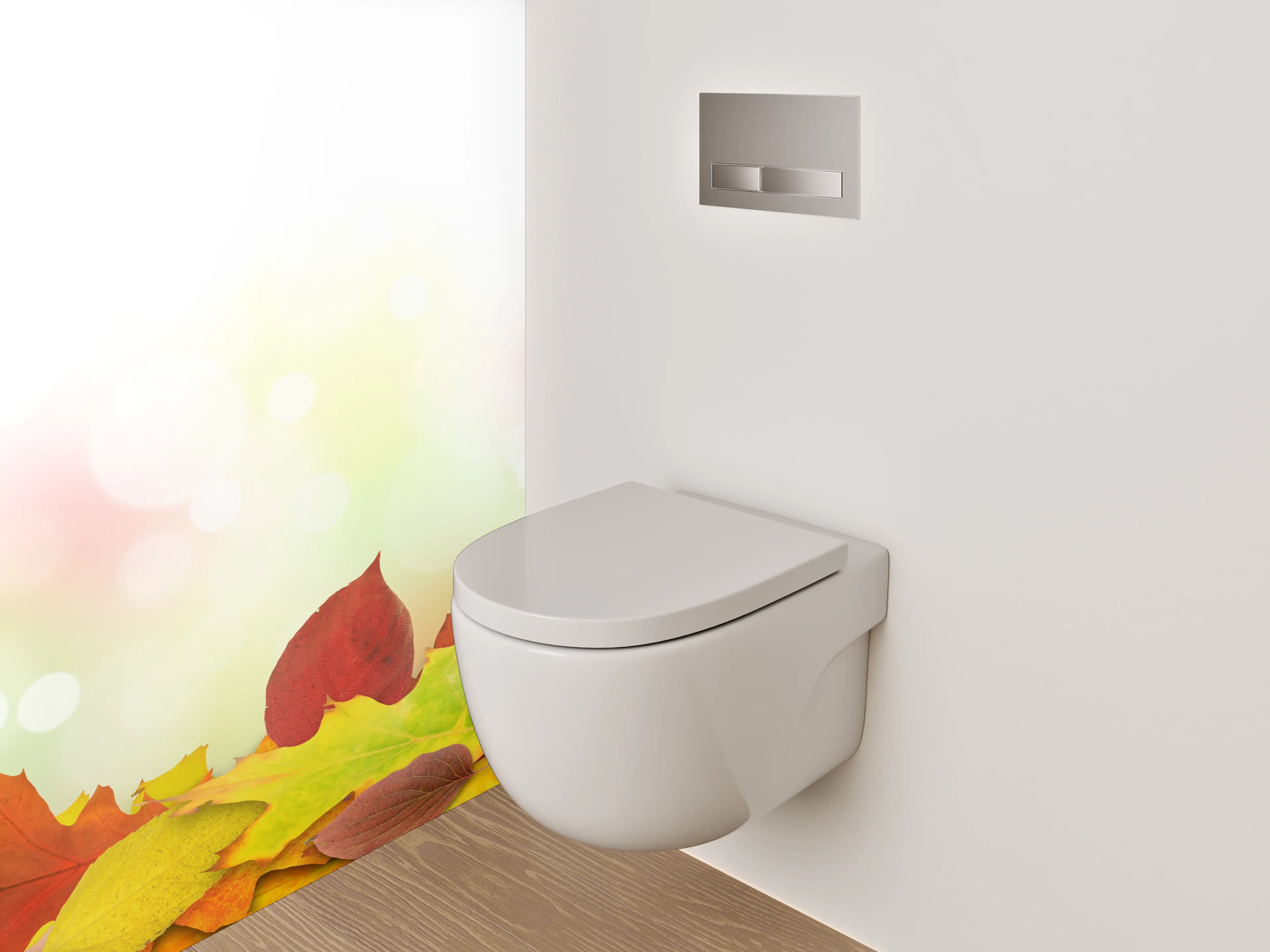 WC-Rückwand - Herbstliche Blätterbordüre – bunte Farben