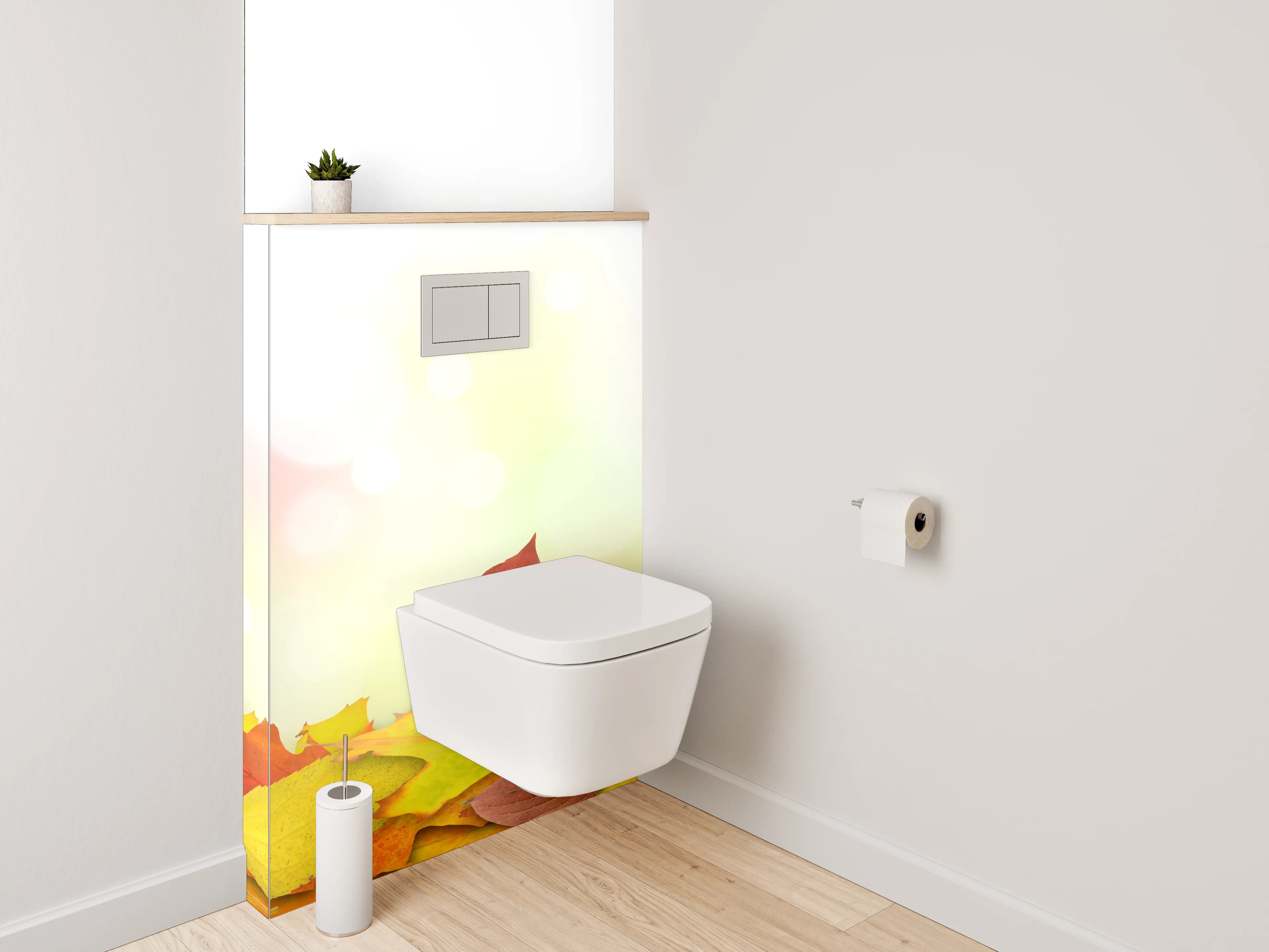 WC-Rückwand - Herbstliche Blätterbordüre – bunte Farben