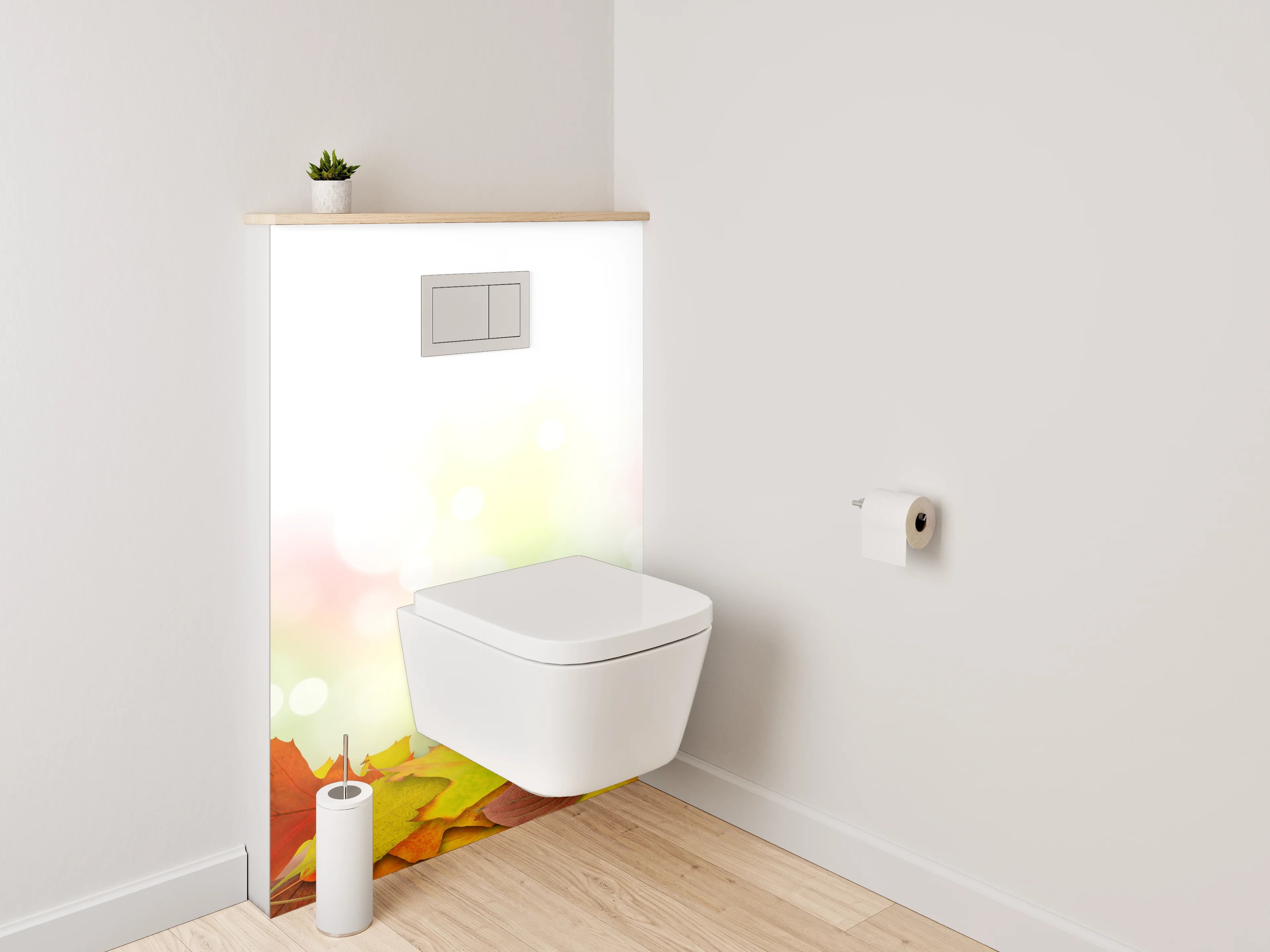WC-Rückwand - Herbstliche Blätterbordüre – bunte Farben