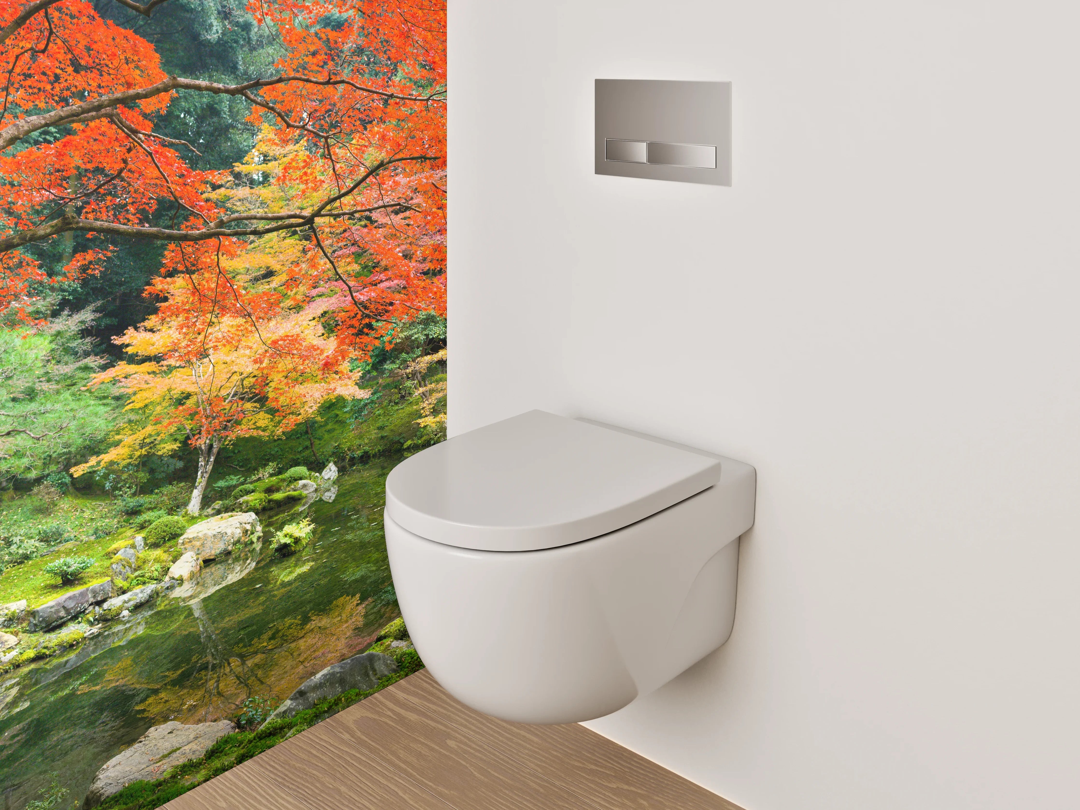 WC-Rückwand - Herbstliche Grauschleier im Zen-Garten