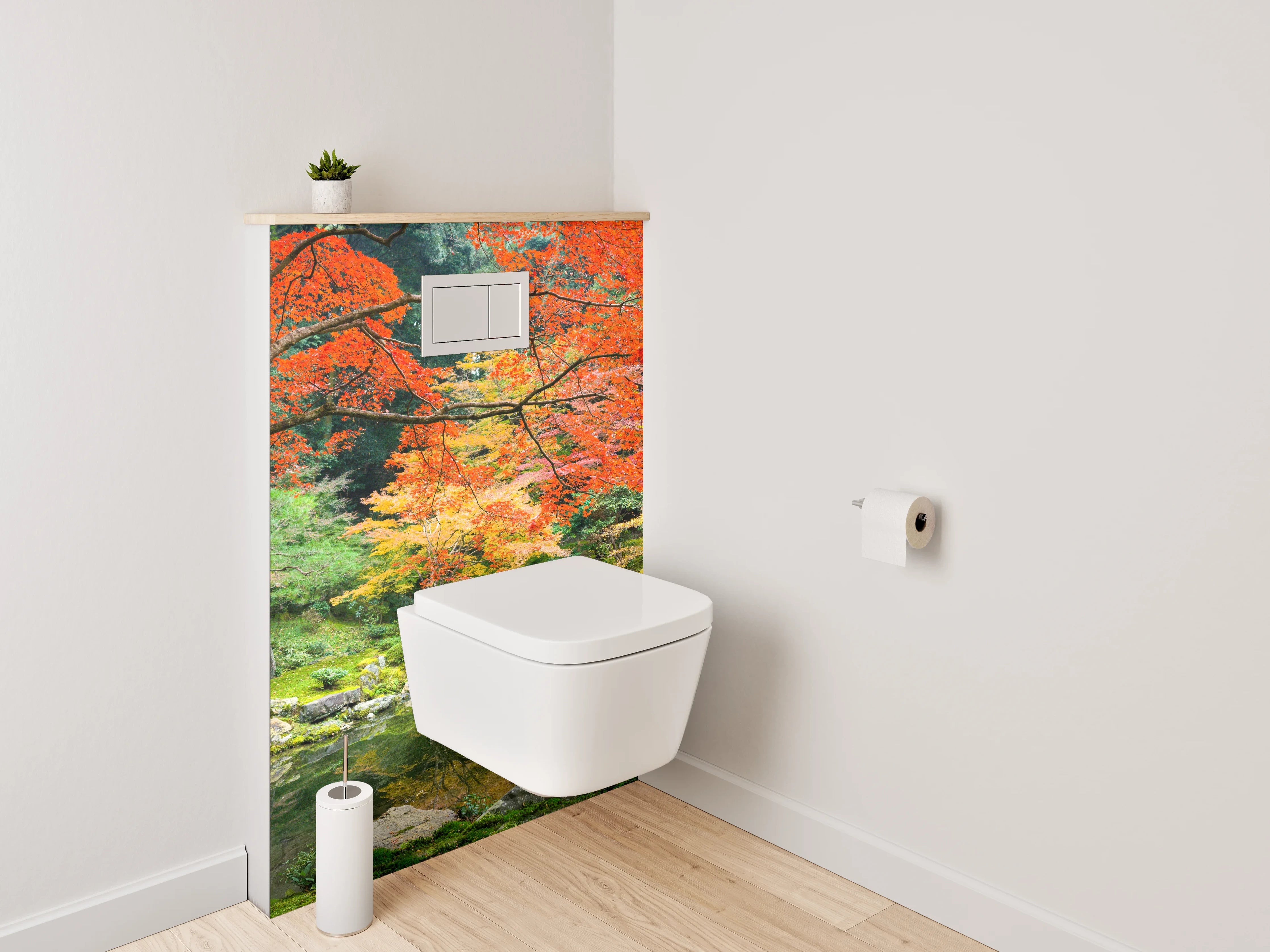 WC-Rückwand - Herbstliche Grauschleier im Zen-Garten