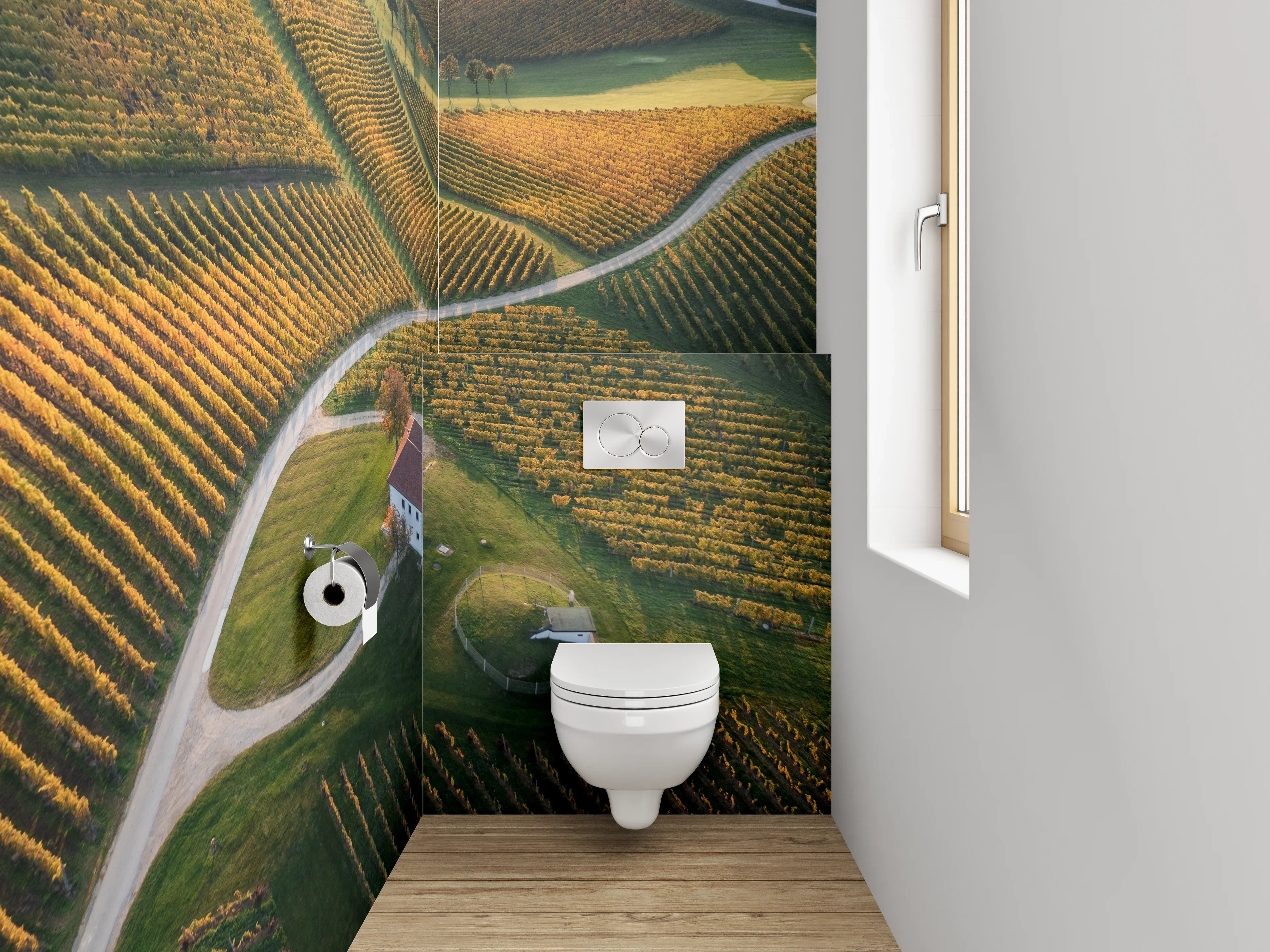 WC-Rückwand - Herbstliche Weinlandschaft mit Haus