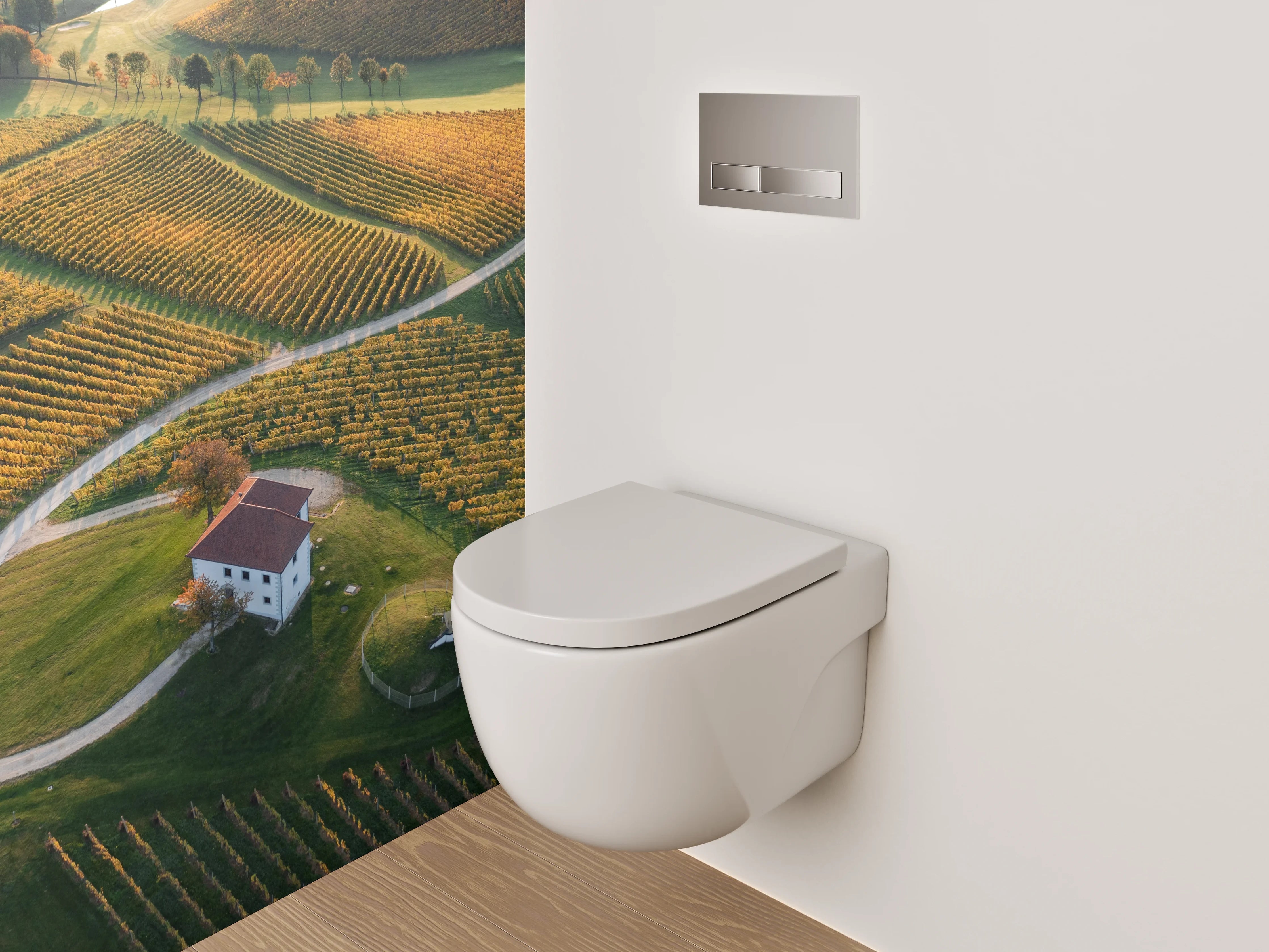 WC-Rückwand - Herbstliche Weinlandschaft mit Haus