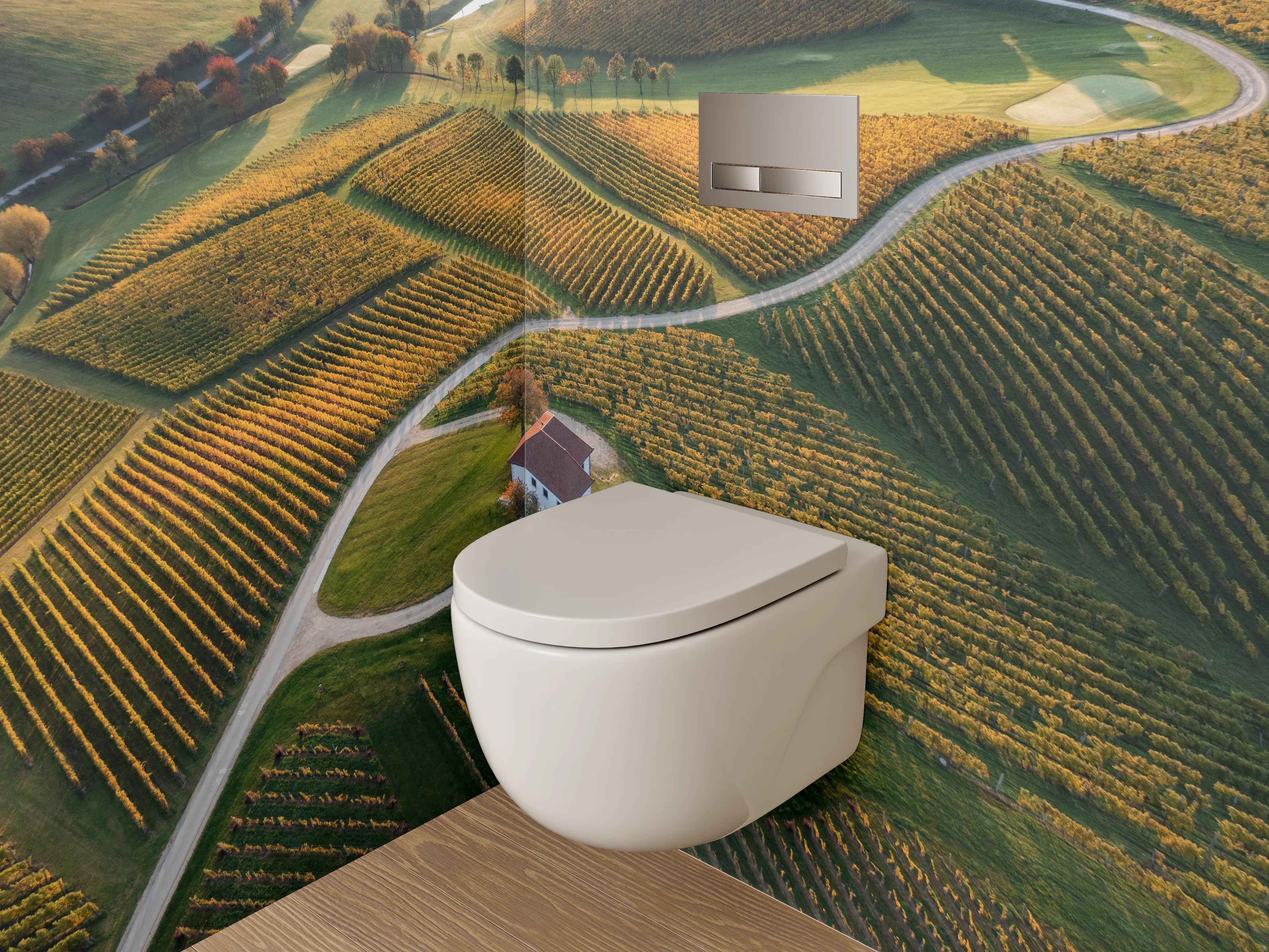 WC-Rückwand - Herbstliche Weinlandschaft mit Haus