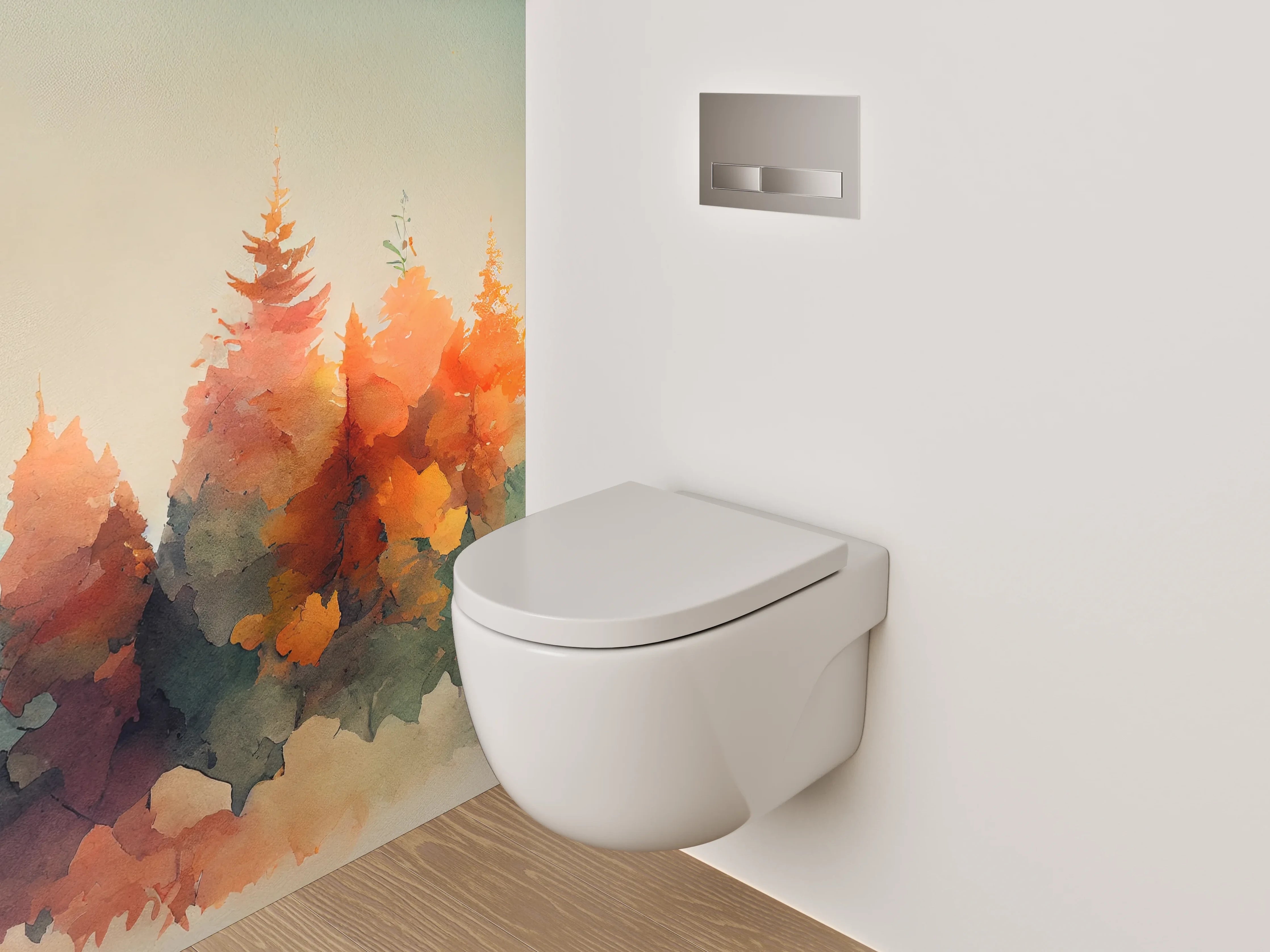 WC-Rückwand - Herbstlicher Aquarell-Wald