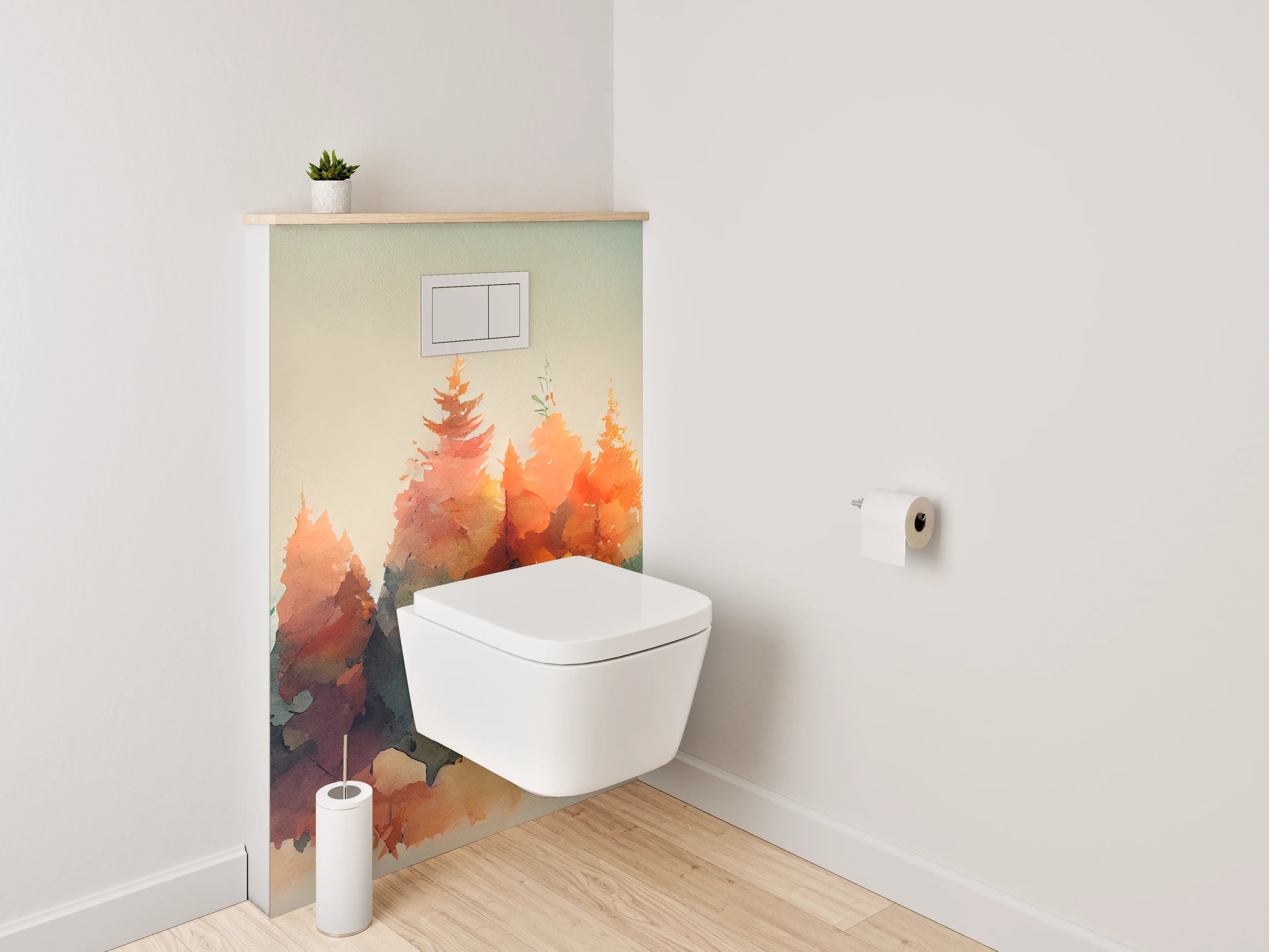 WC-Rückwand - Herbstlicher Aquarell-Wald