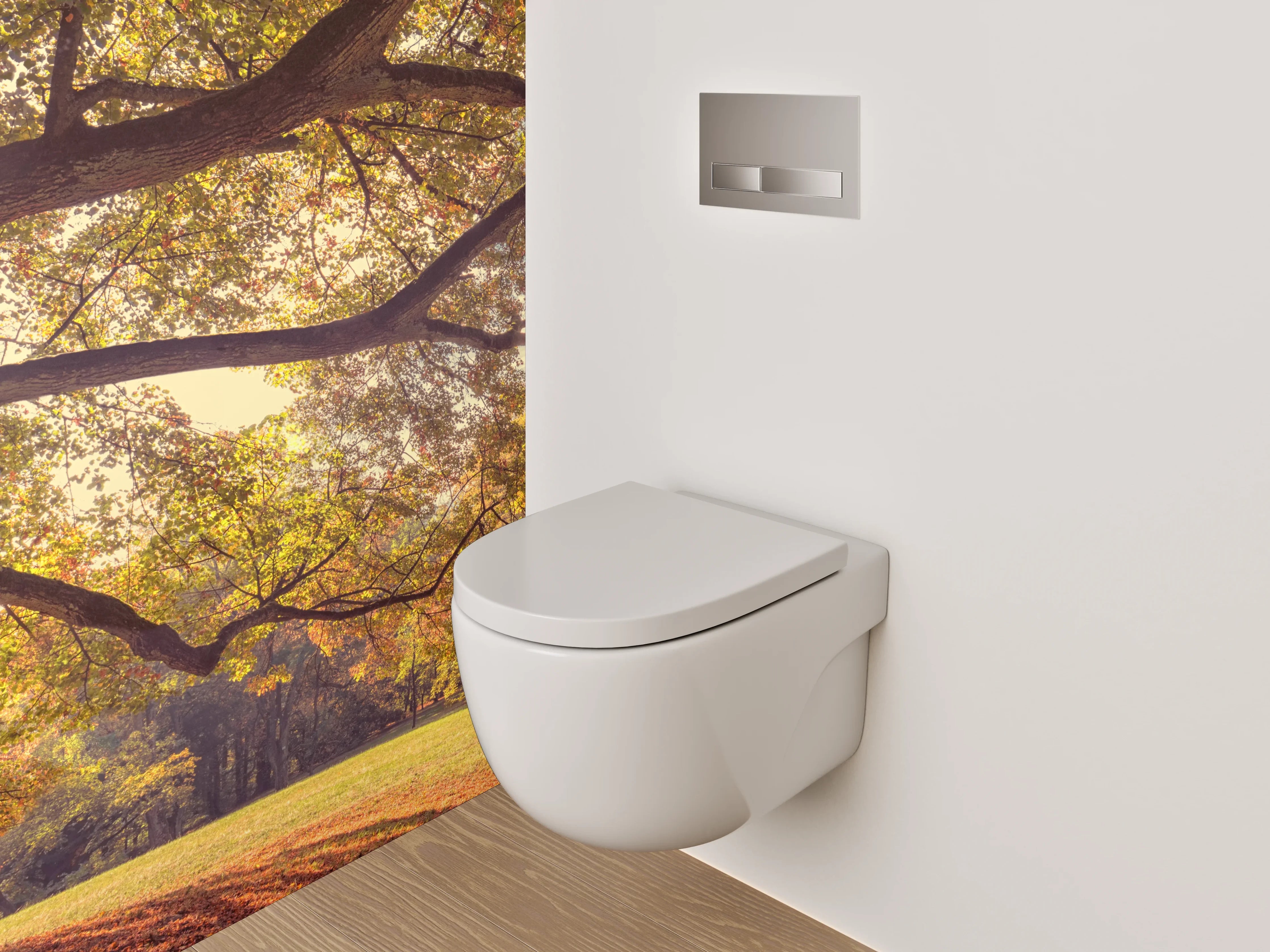 WC-Rückwand - Herbstlicher Baum im Sonnenlicht
