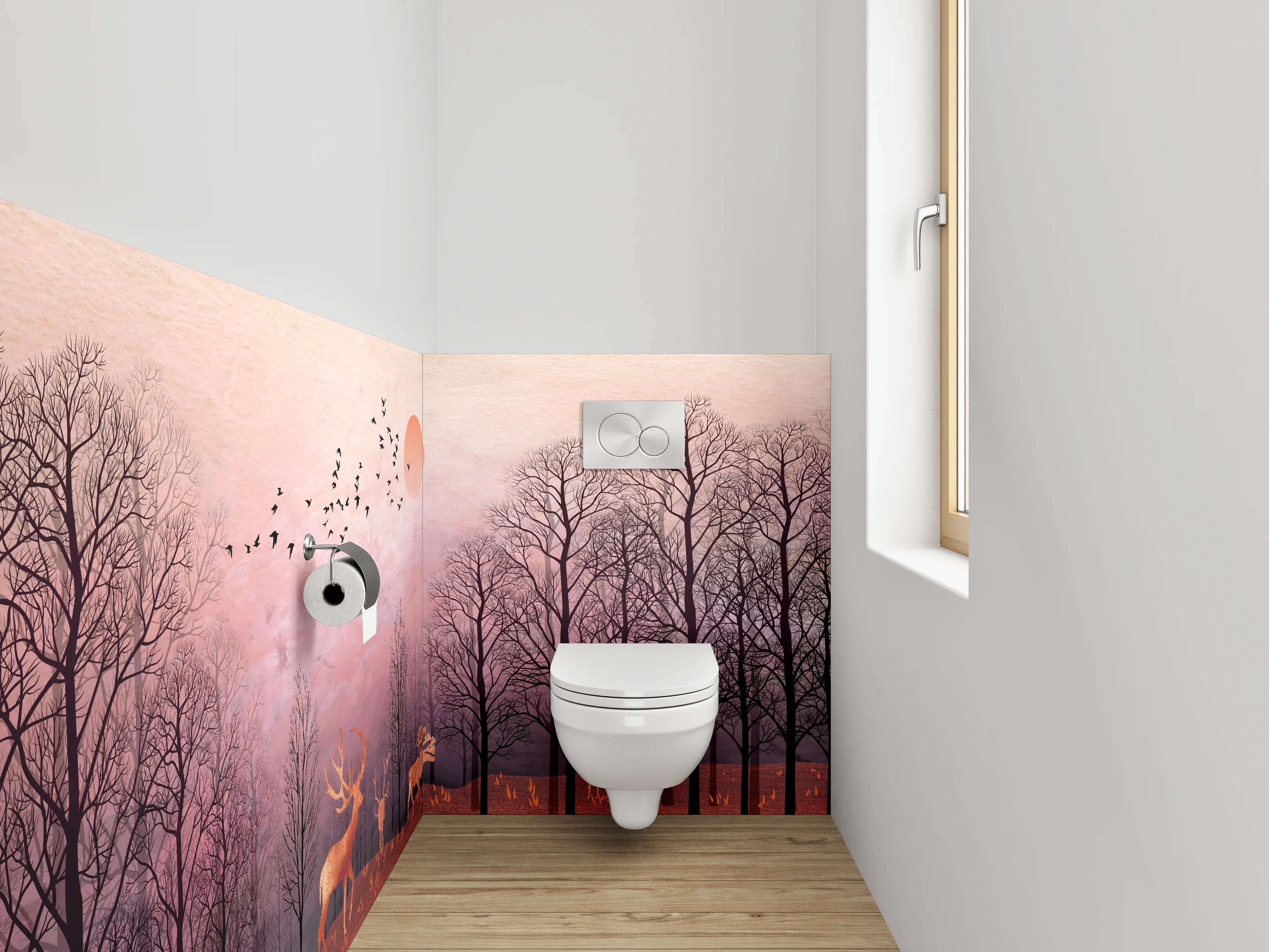 WC-Rückwand - Herbstlicher Hirschwald Sonnenuntergang