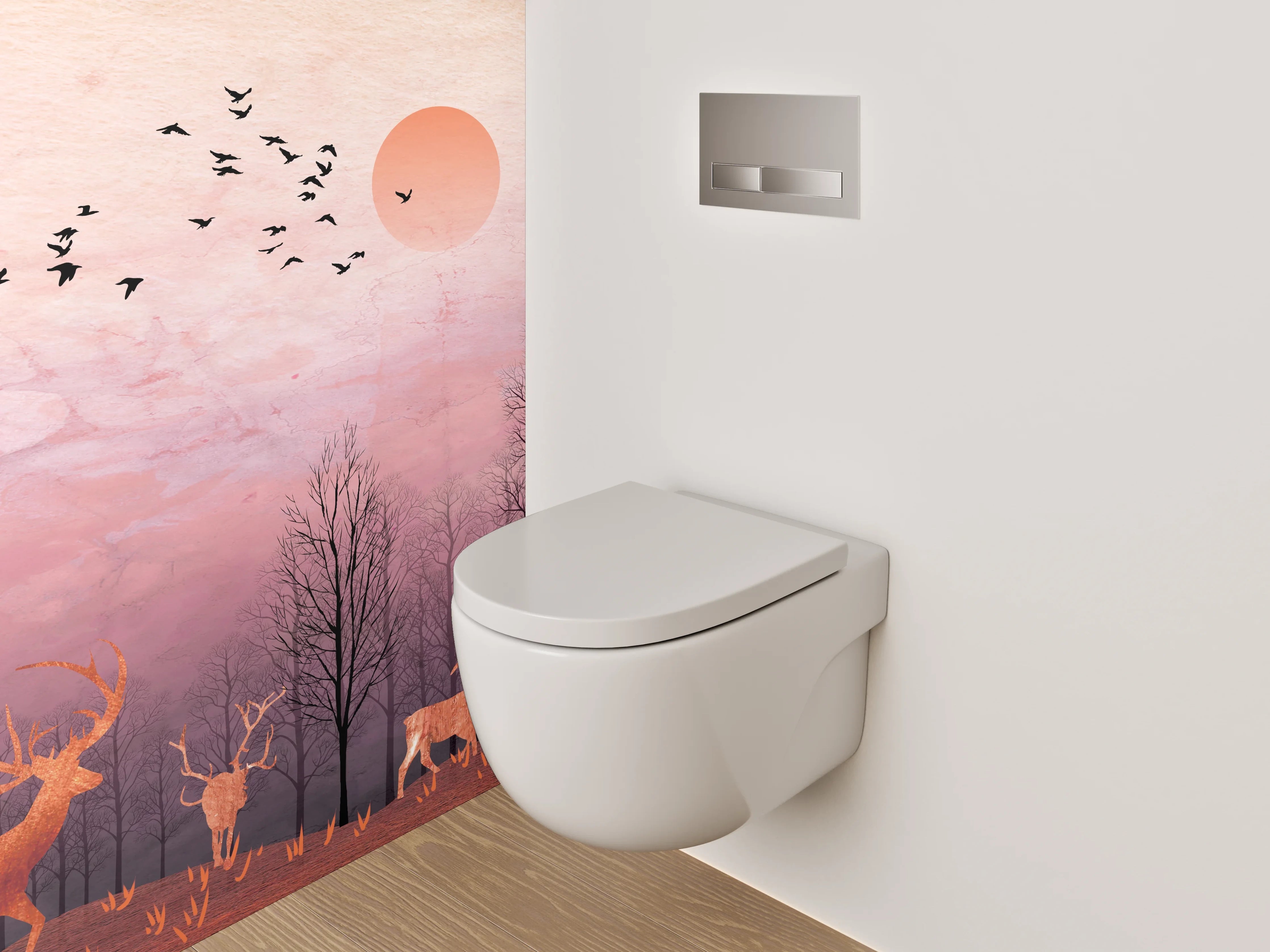 WC-Rückwand - Herbstlicher Hirschwald Sonnenuntergang