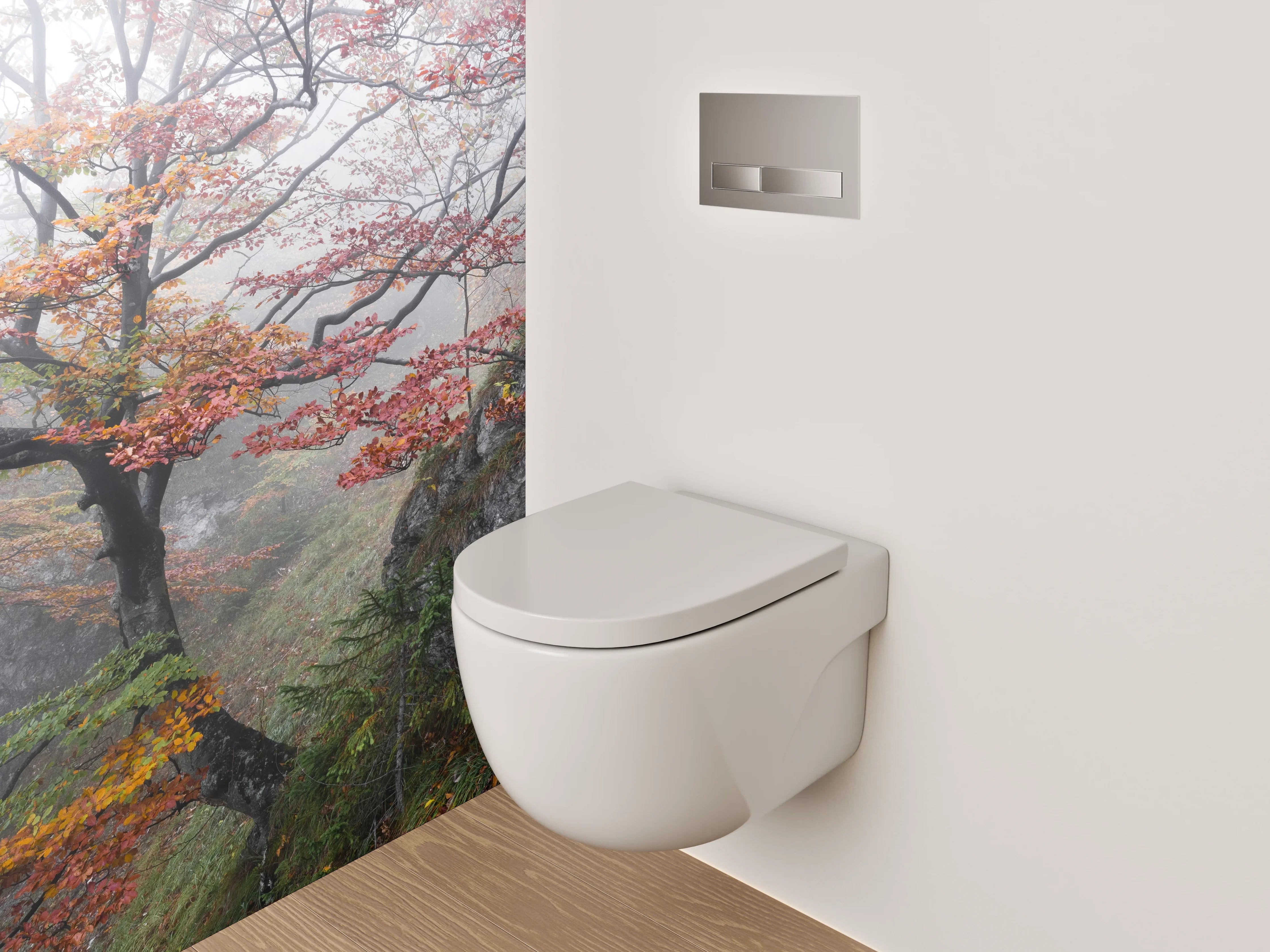 WC-Rückwand - Herbstlicher Wald im Nebel
