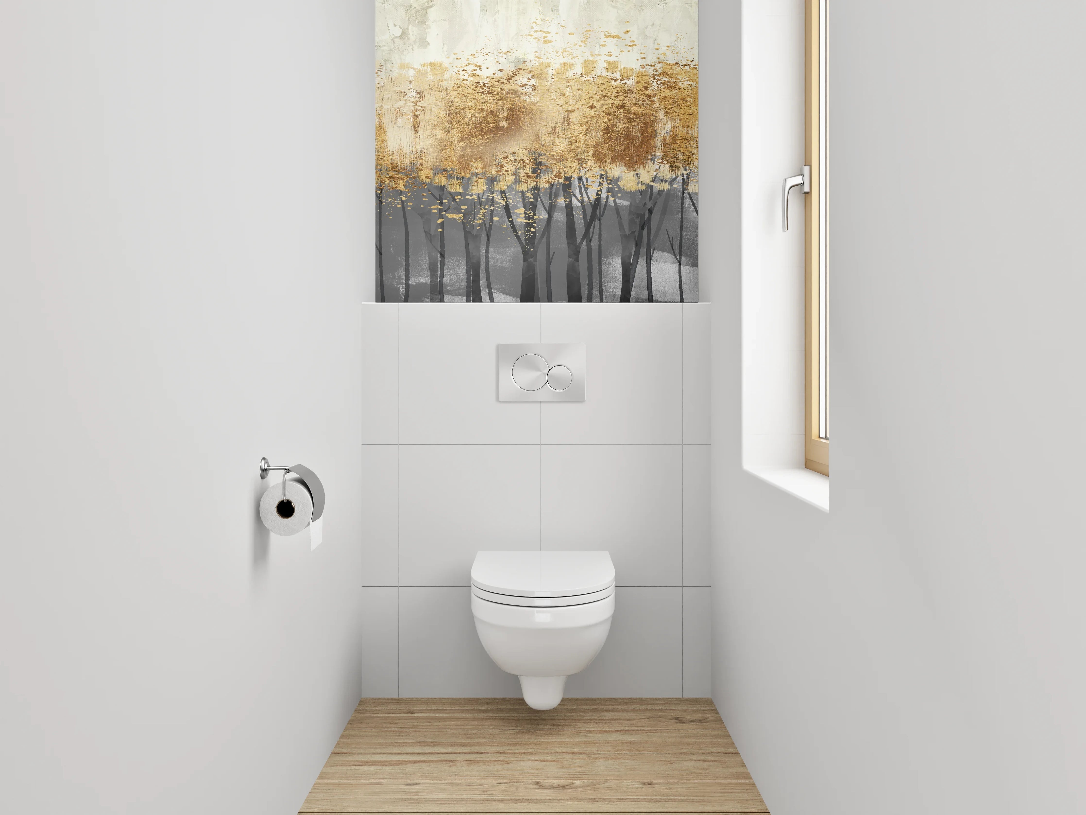 WC-Rückwand - Herbstlicher Wald in Aquarell