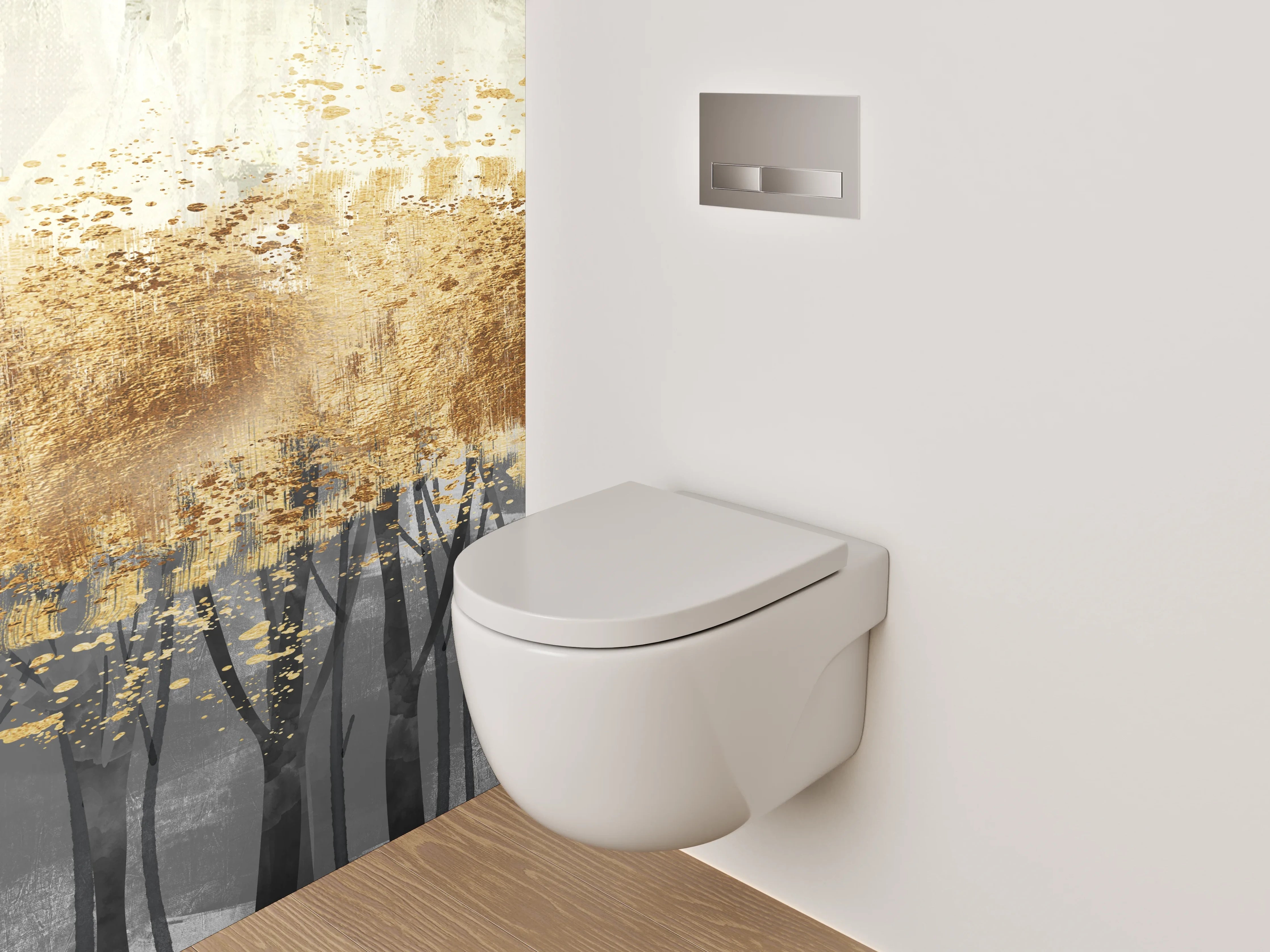WC-Rückwand - Herbstlicher Wald in Aquarell