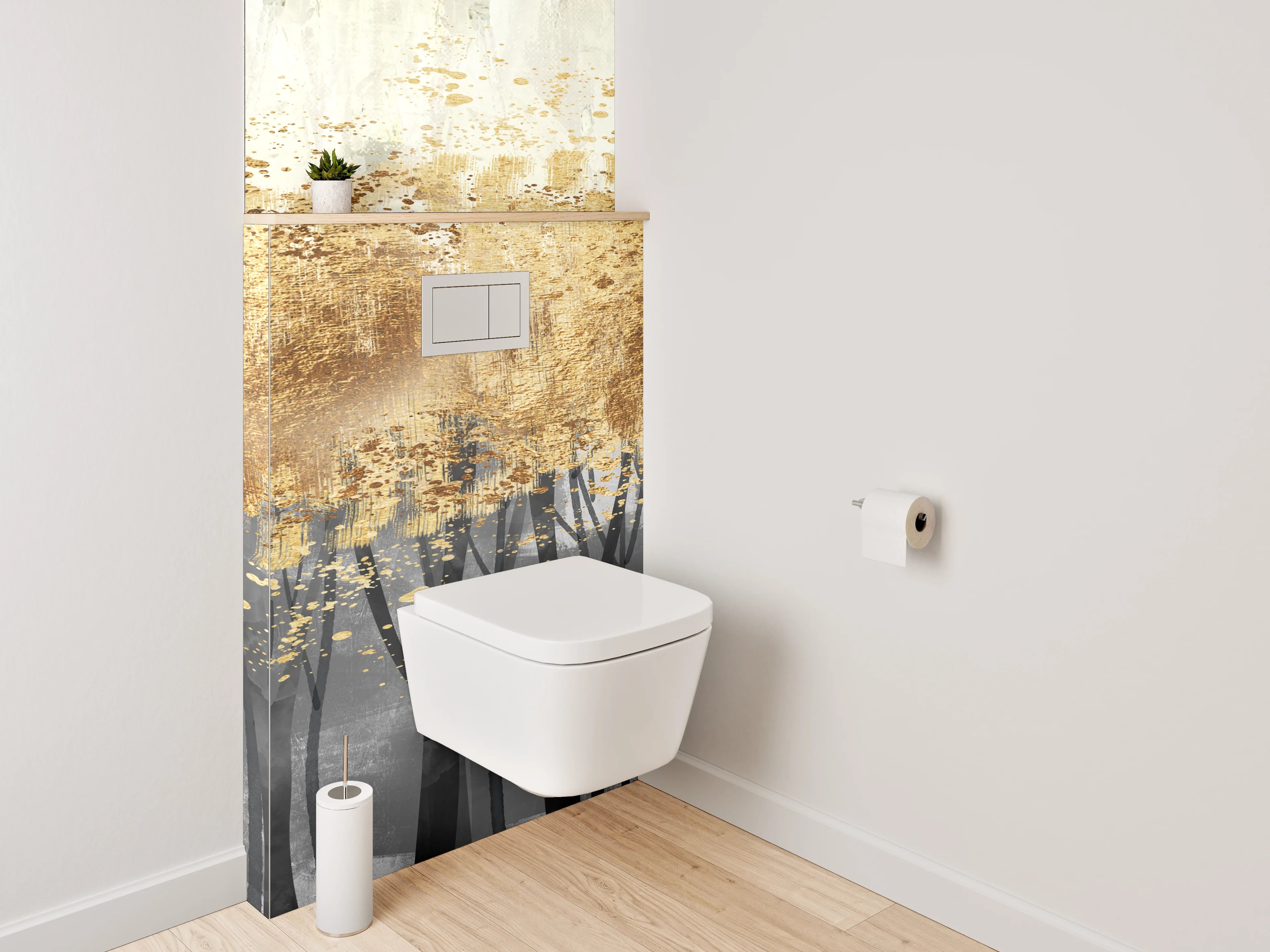 WC-Rückwand - Herbstlicher Wald in Aquarell