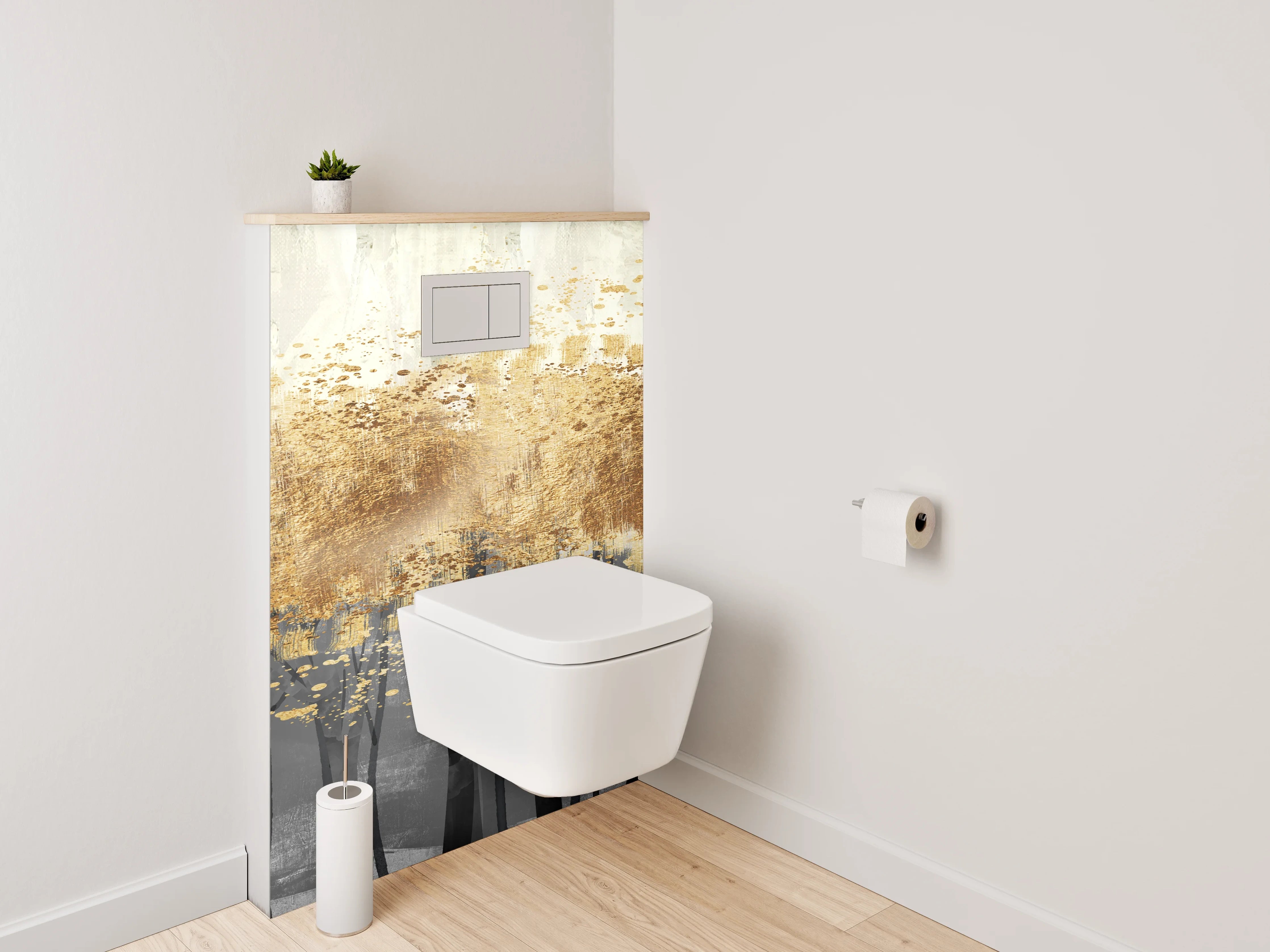WC-Rückwand - Herbstlicher Wald in Aquarell