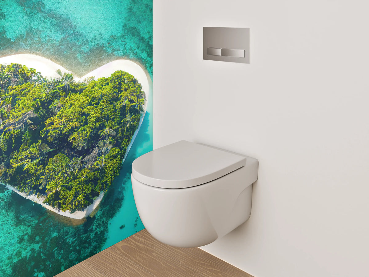 WC-Rückwand - Herzförmige Insel im türkisblauen Meer