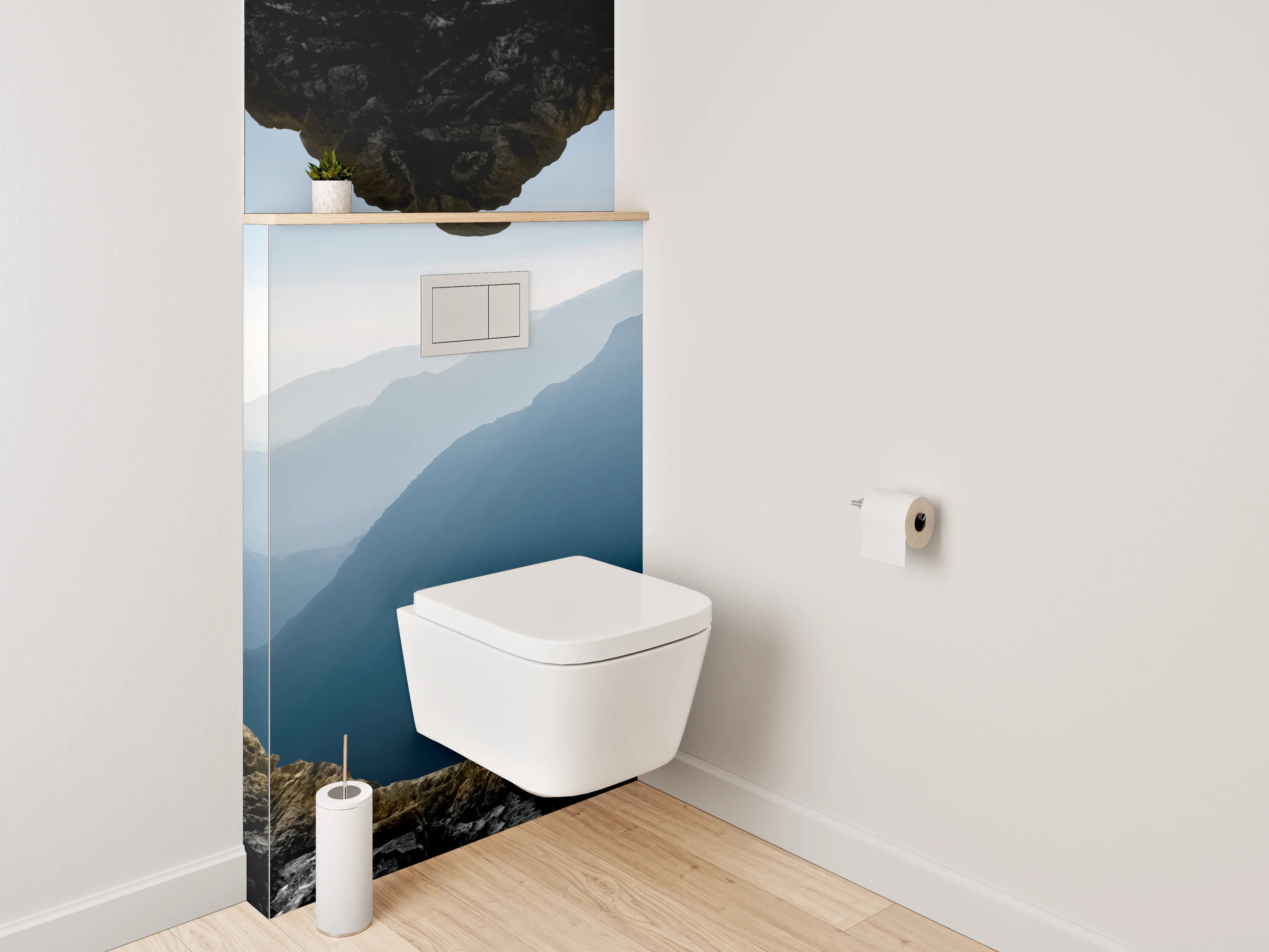 WC-Rückwand - Herzhöhle mit Bergblick