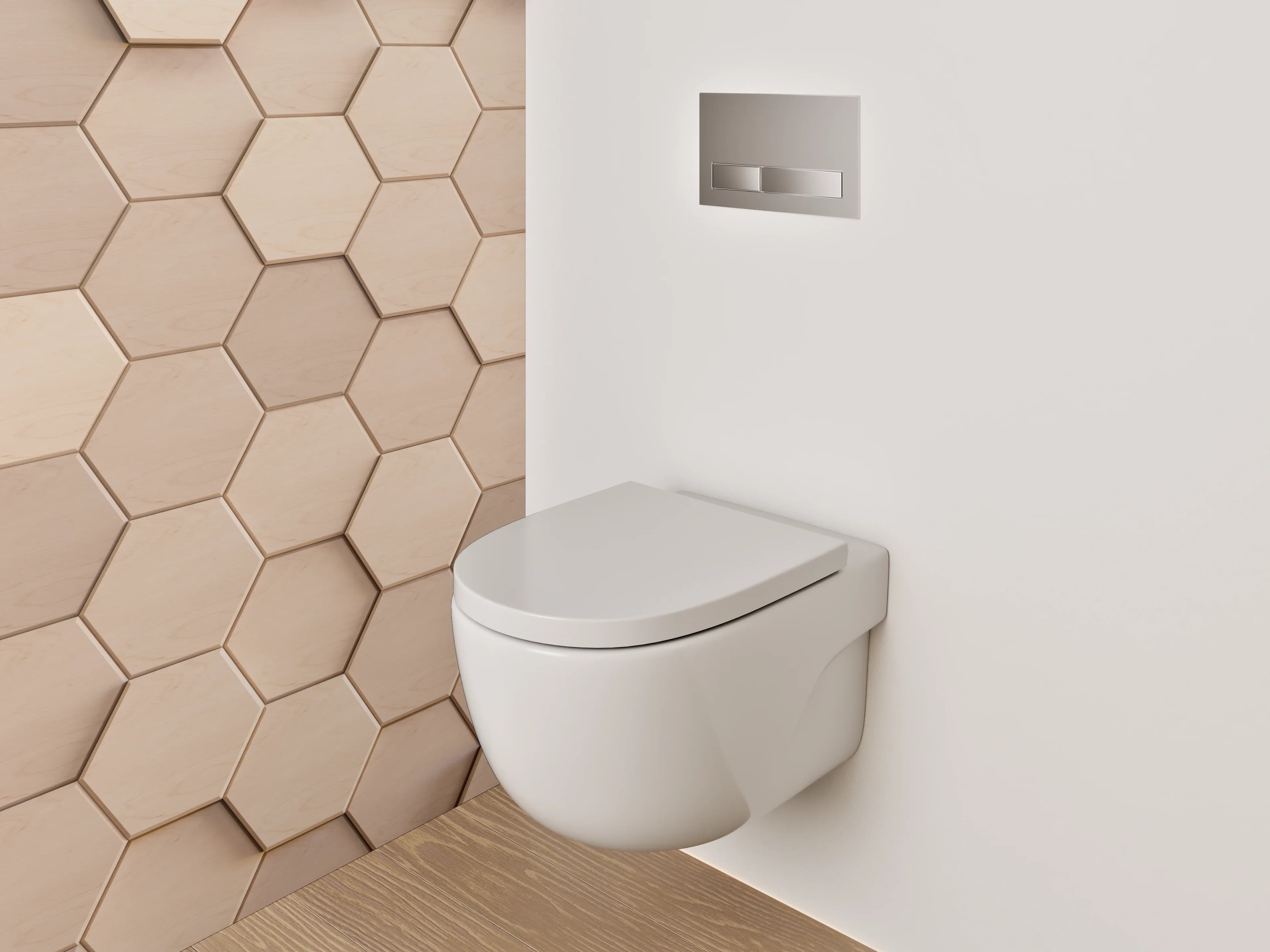 WC-Rückwand - Hexagon Fliesen 3D Optik Beige