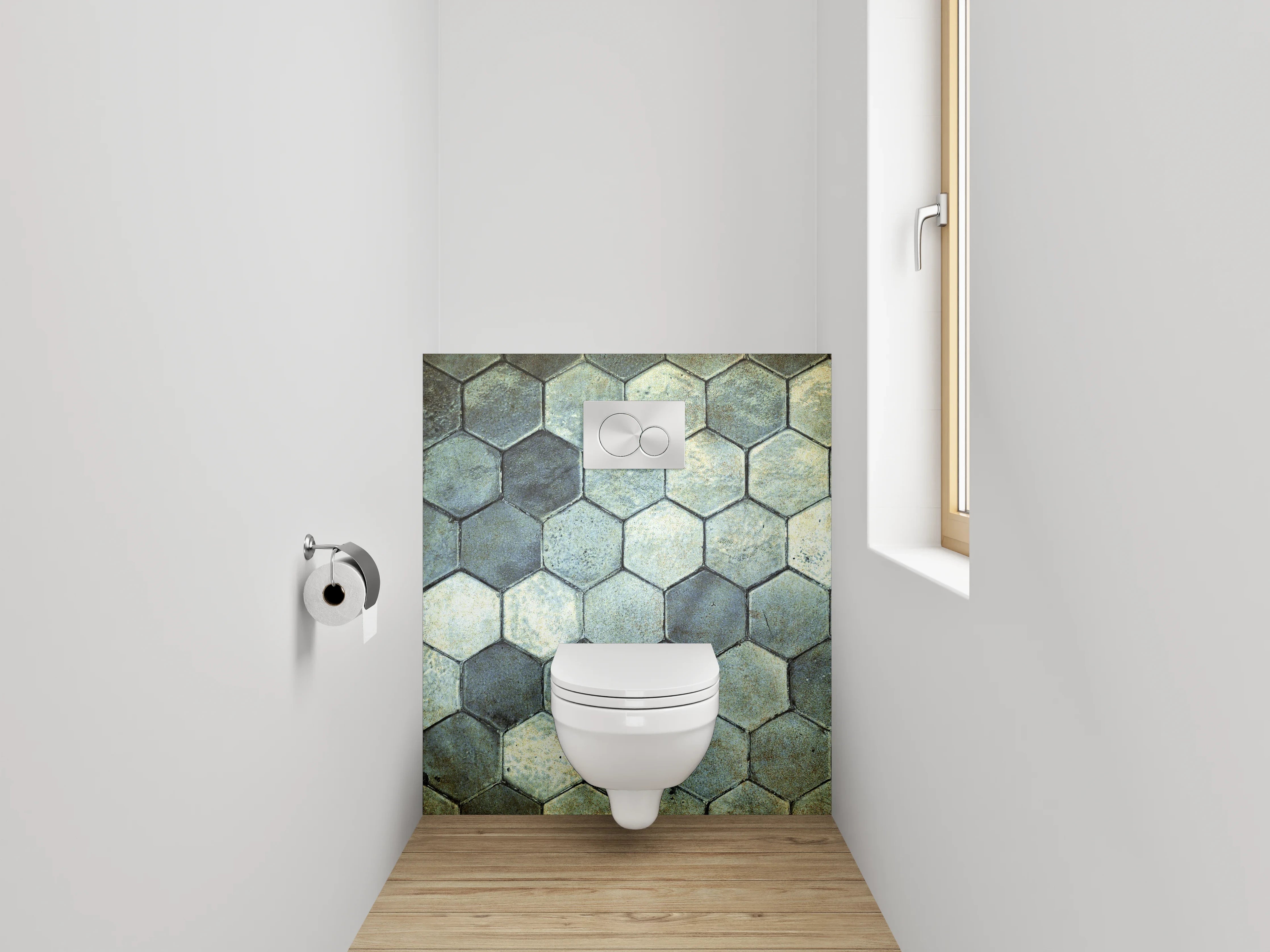 WC-Rückwand - Hexagon Fliesen Vintage Optik