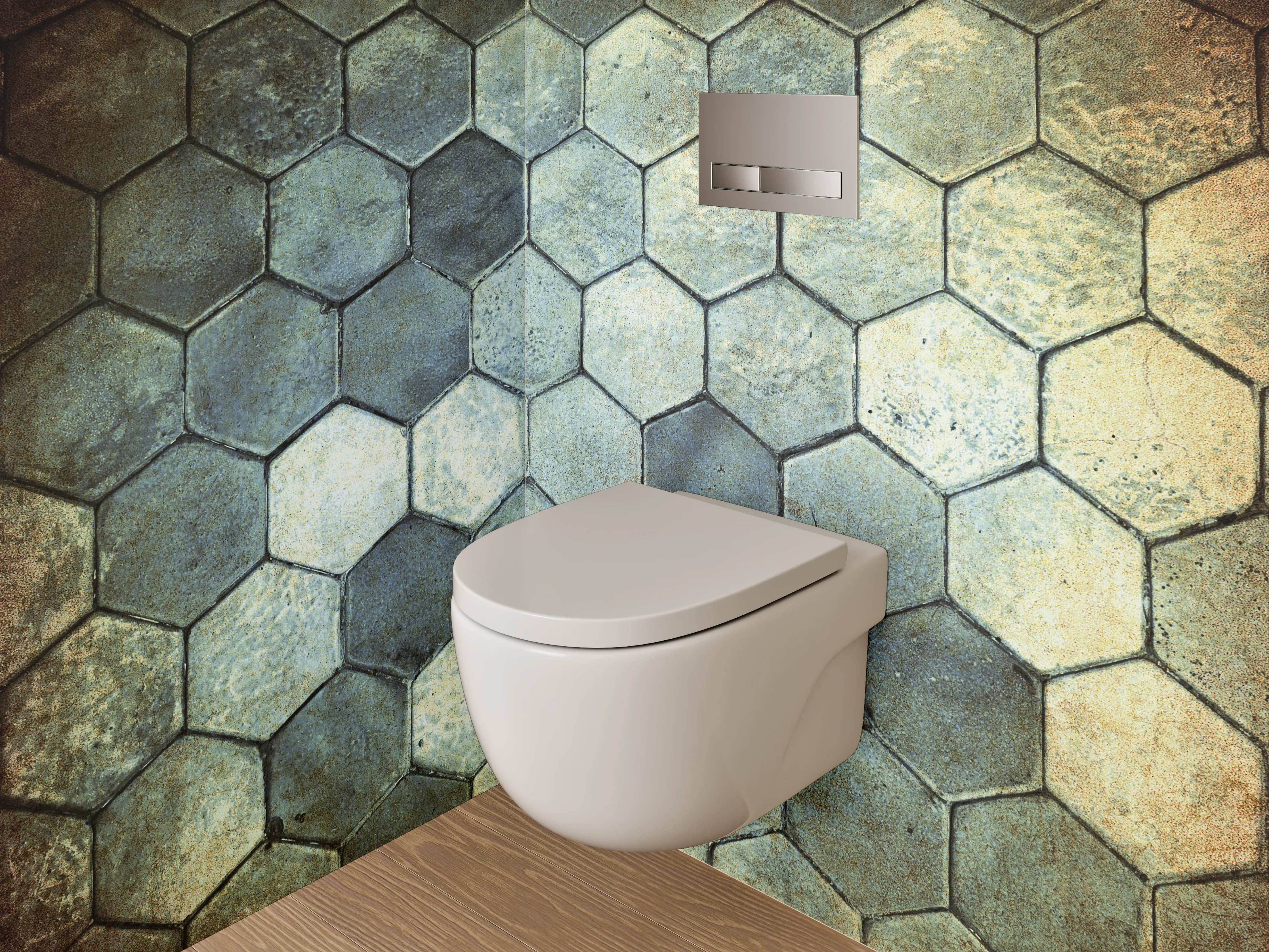 WC-Rückwand - Hexagon Fliesen Vintage Optik