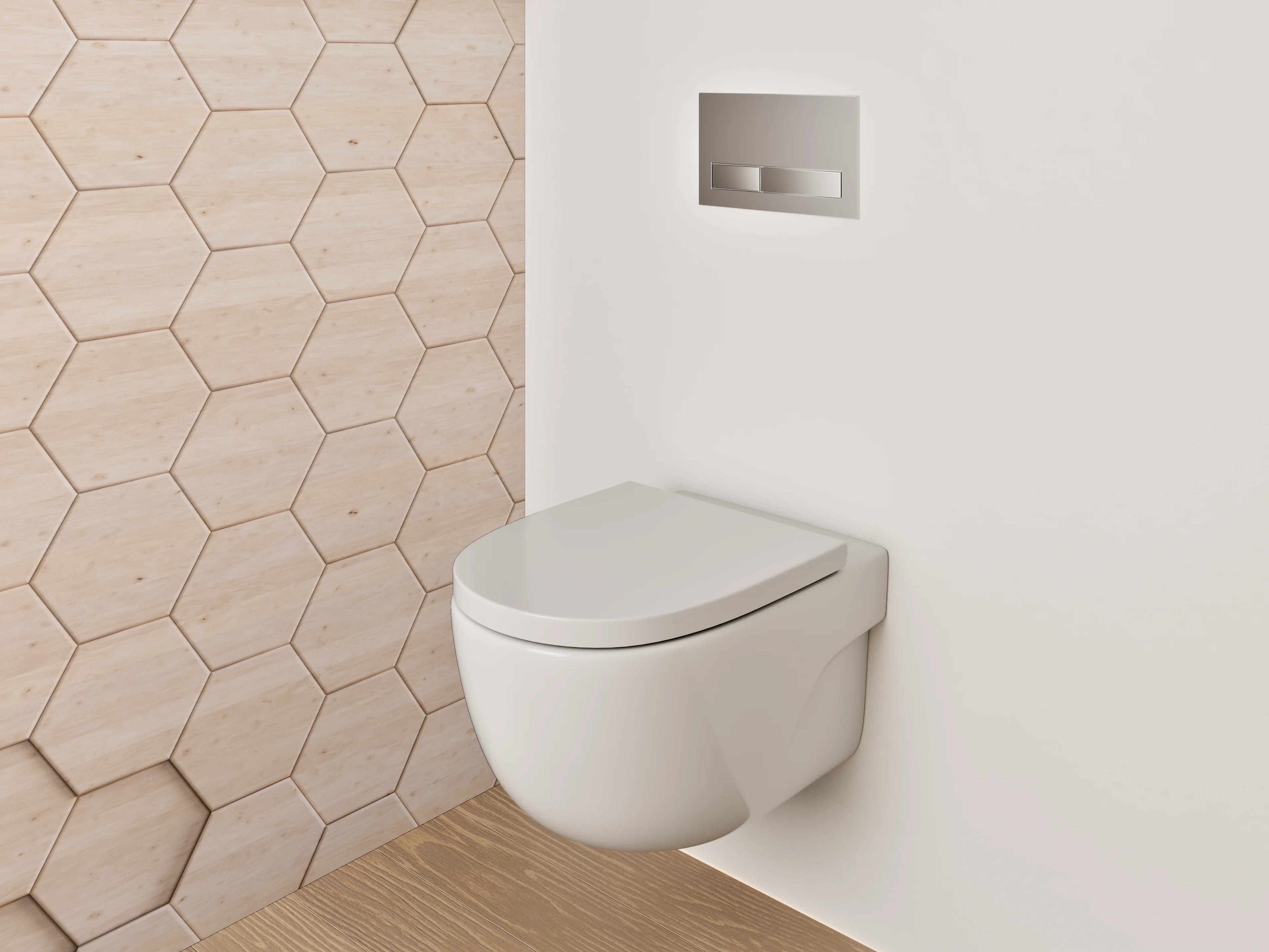 WC-Rückwand - Hexagon Holz Mosaik Wanddekor
