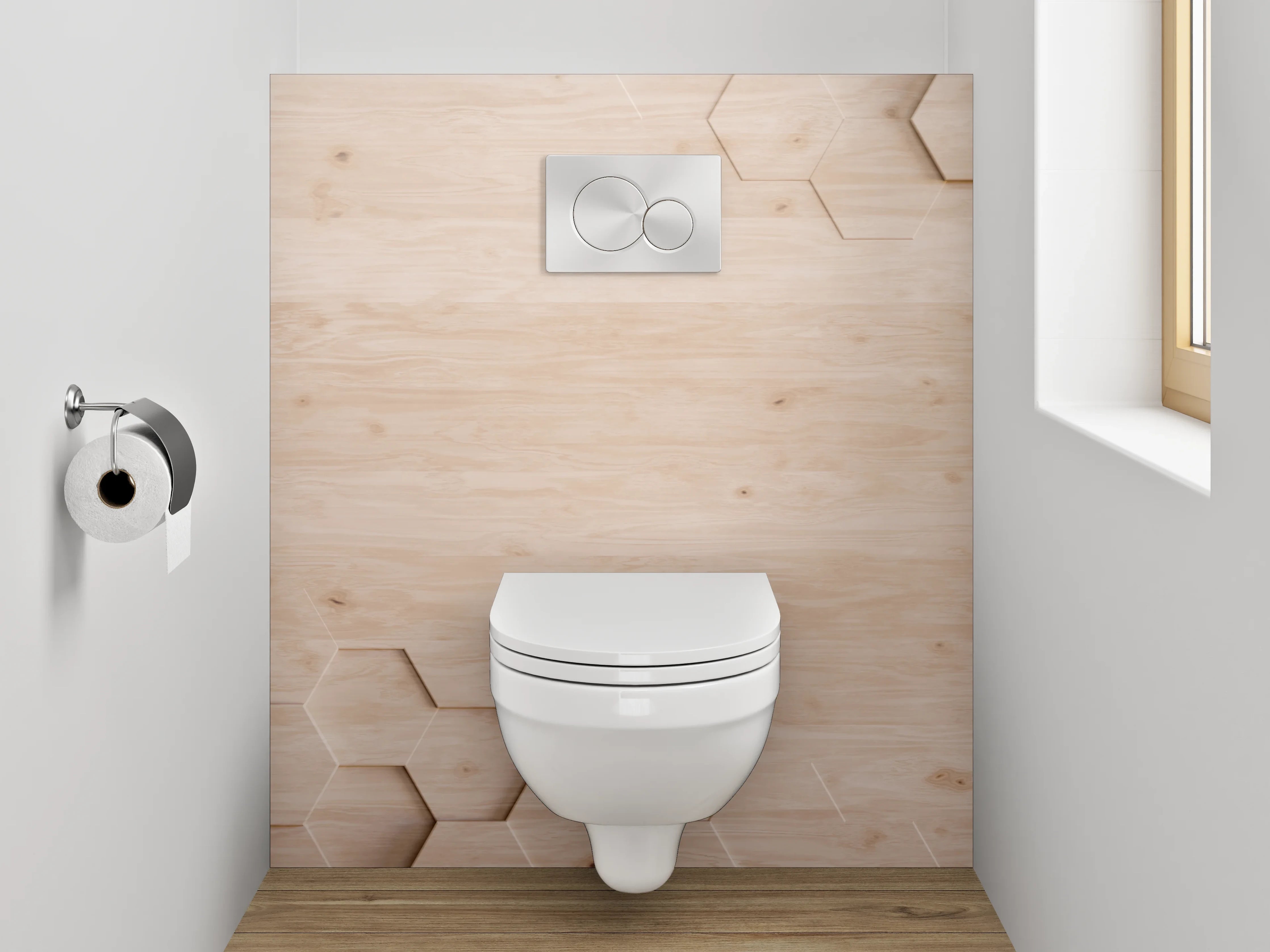 WC-Rückwand - Hexagon Holz Muster Modern