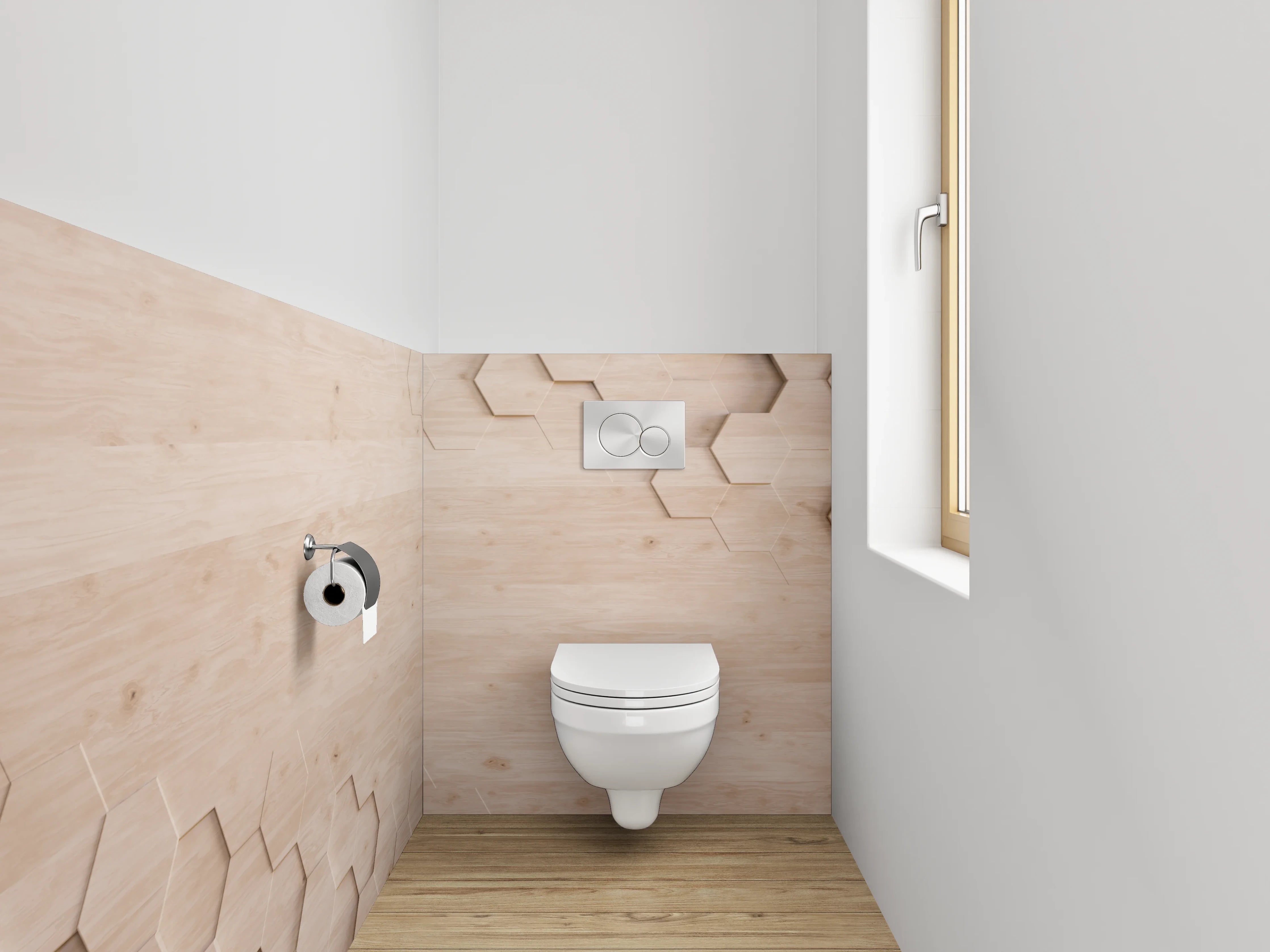 WC-Rückwand - Hexagon Holz Muster Modern