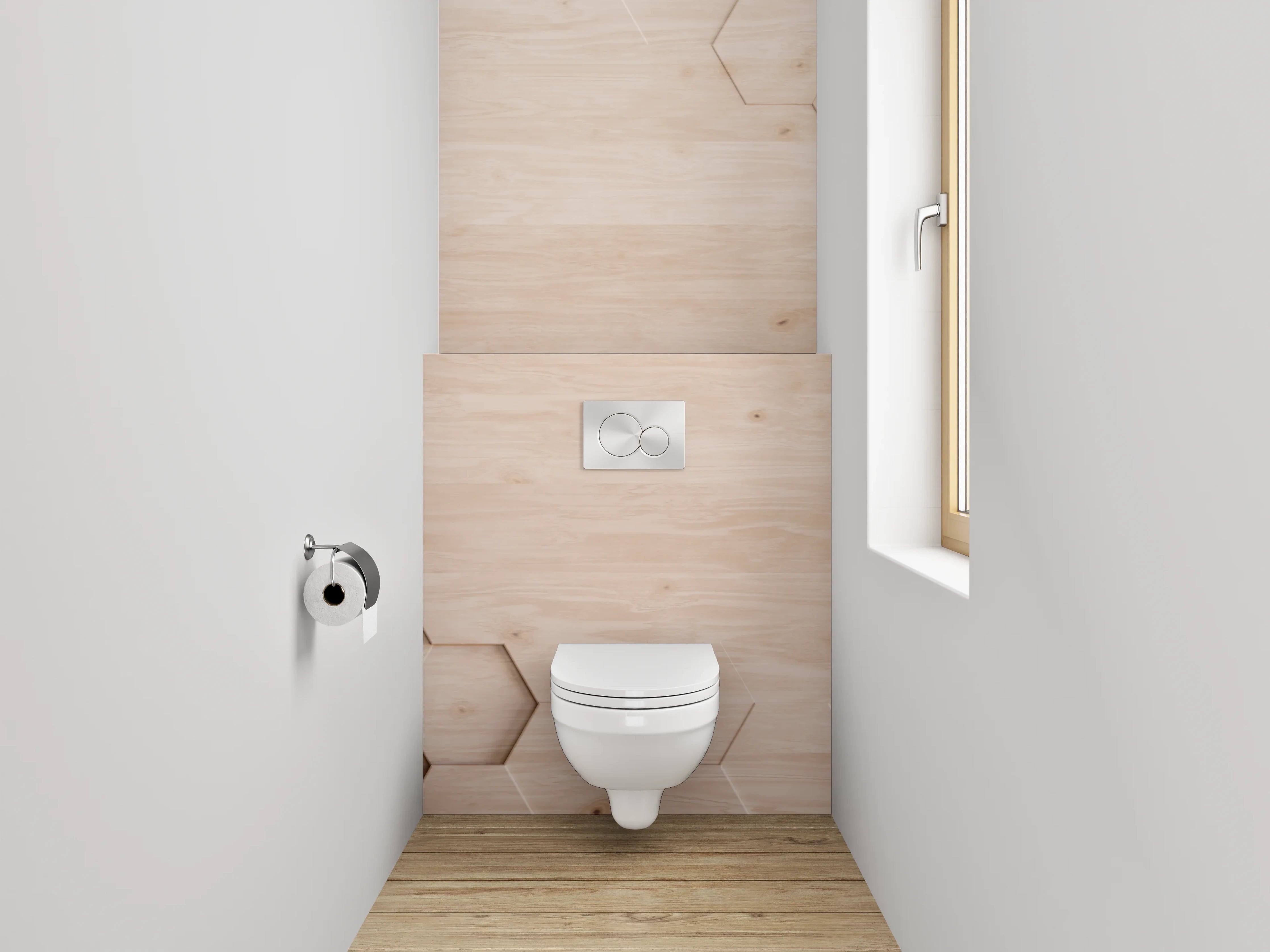 WC-Rückwand - Hexagon Holz Muster Modern