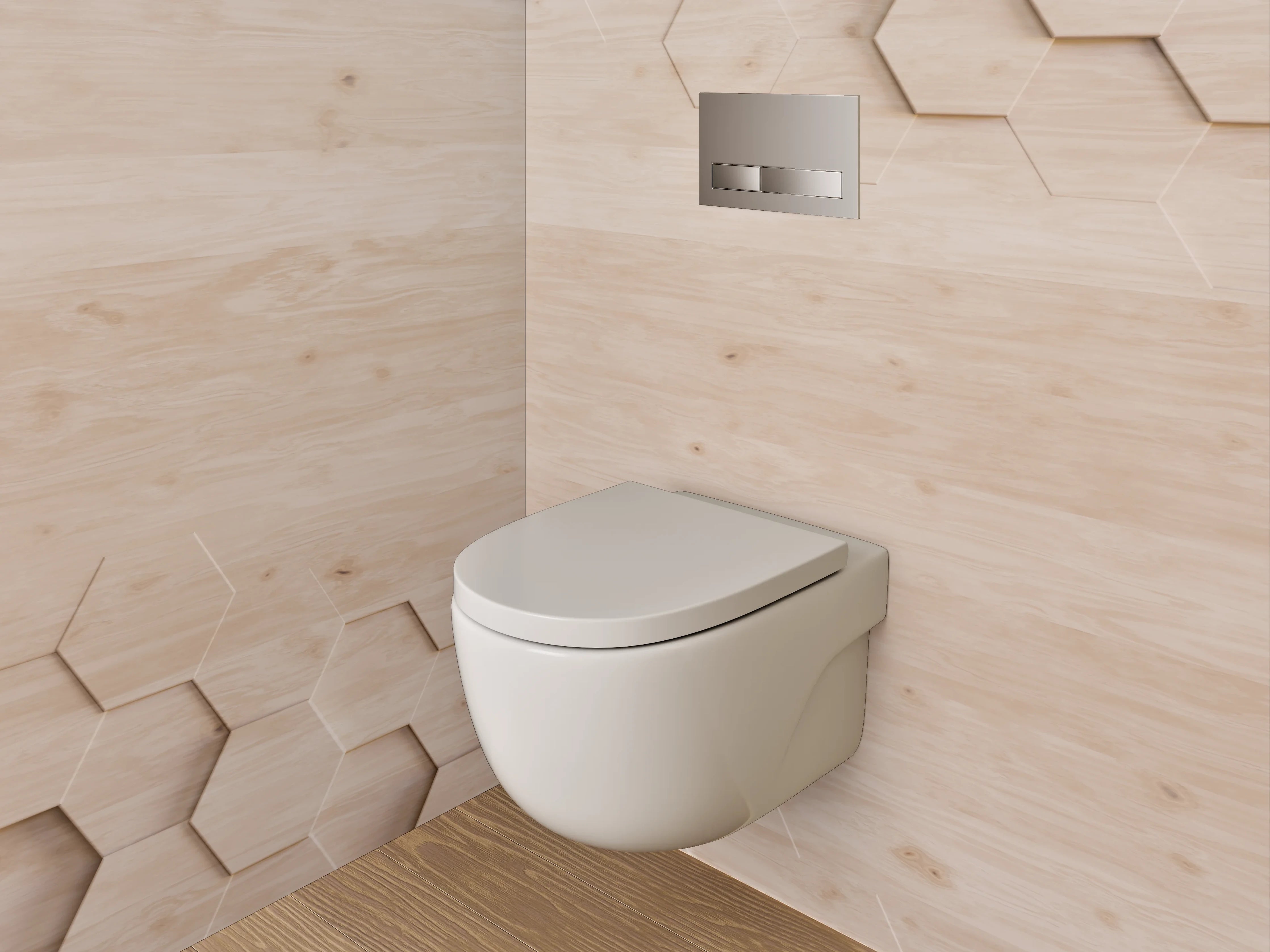 WC-Rückwand - Hexagon Holz Muster Modern