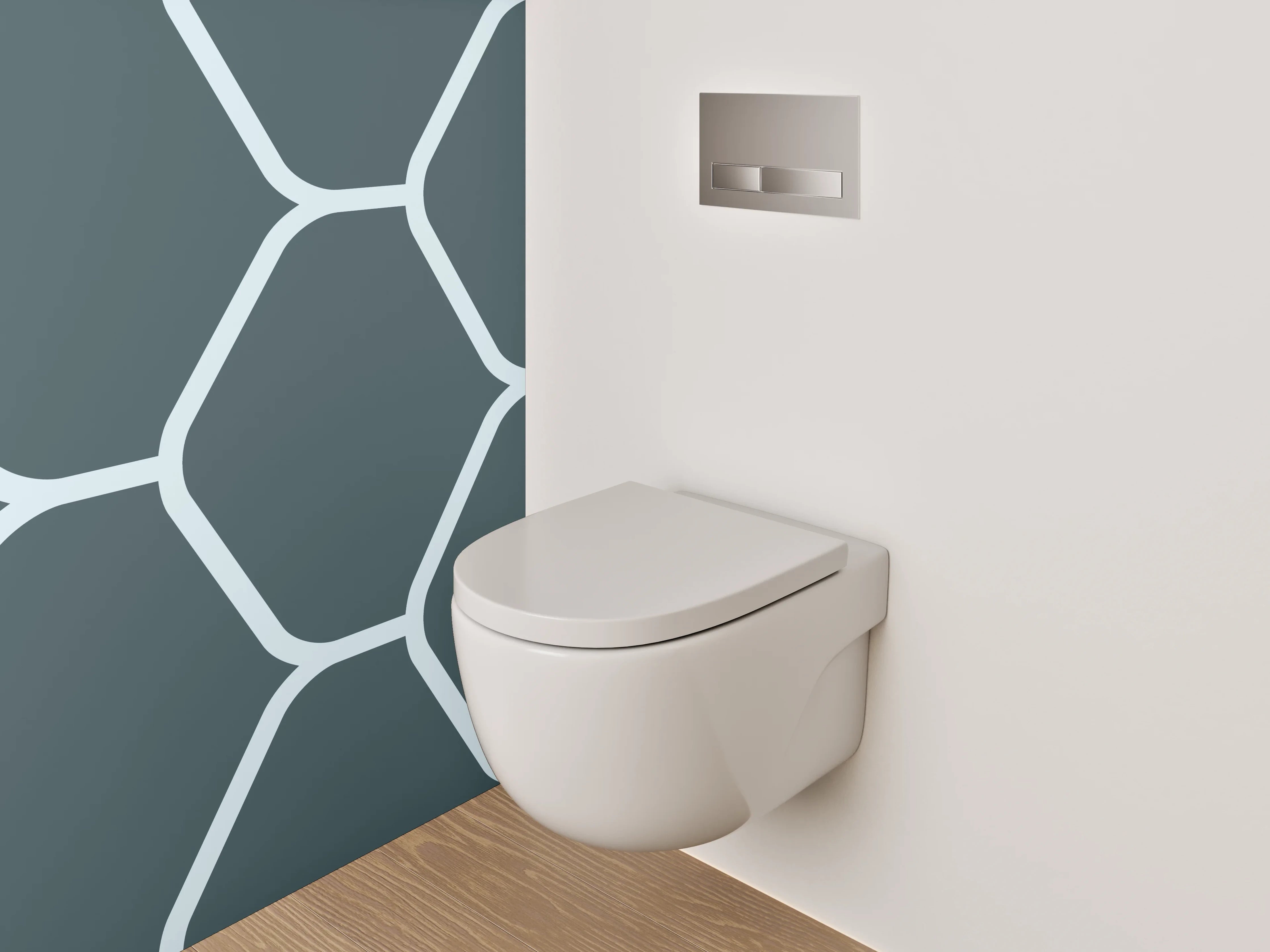 WC-Rückwand - Hexagon-Mosaik Fliesenmuster Grau