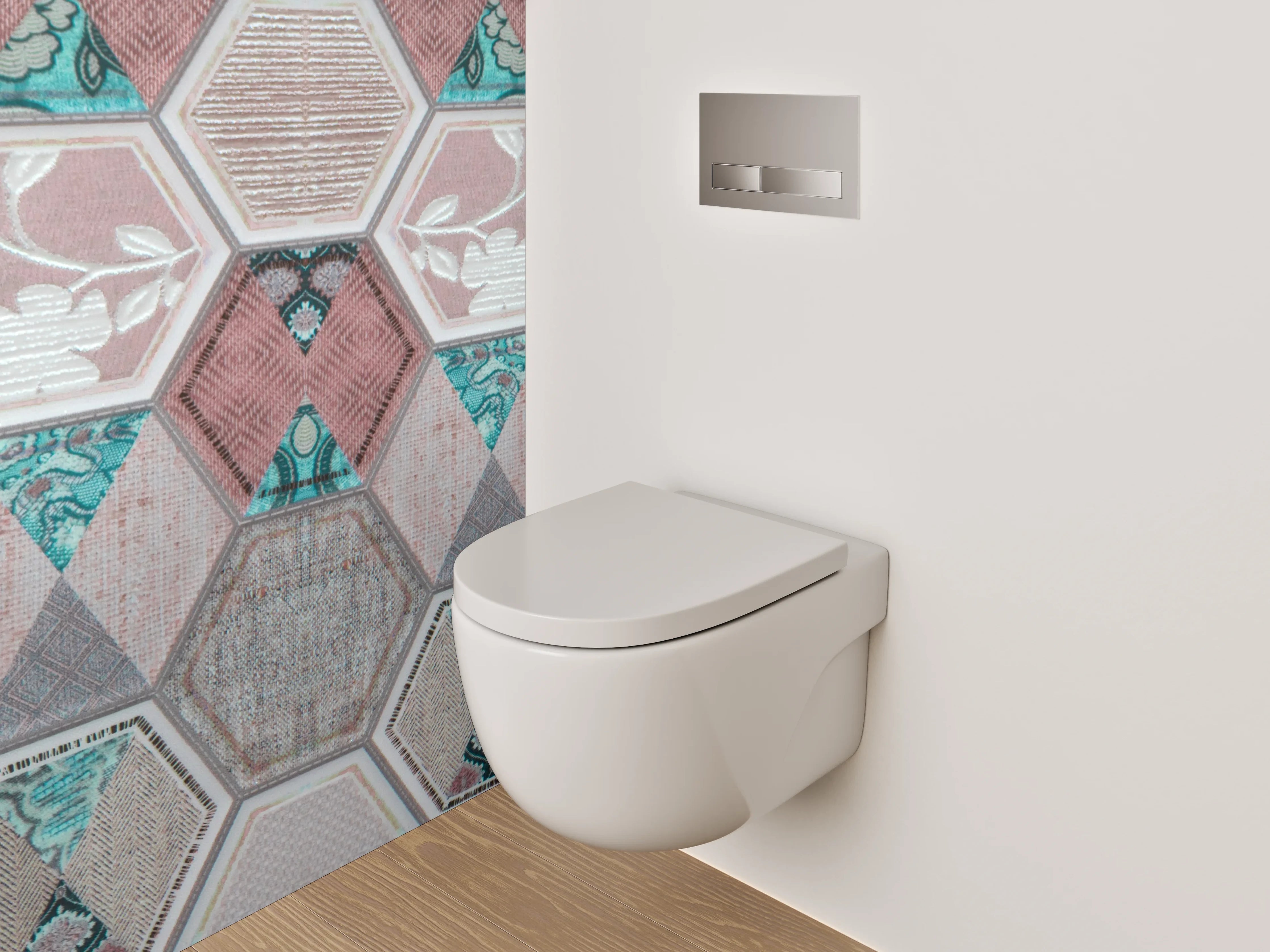 WC-Rückwand - Hexagon Patchwork Fliesenmuster
