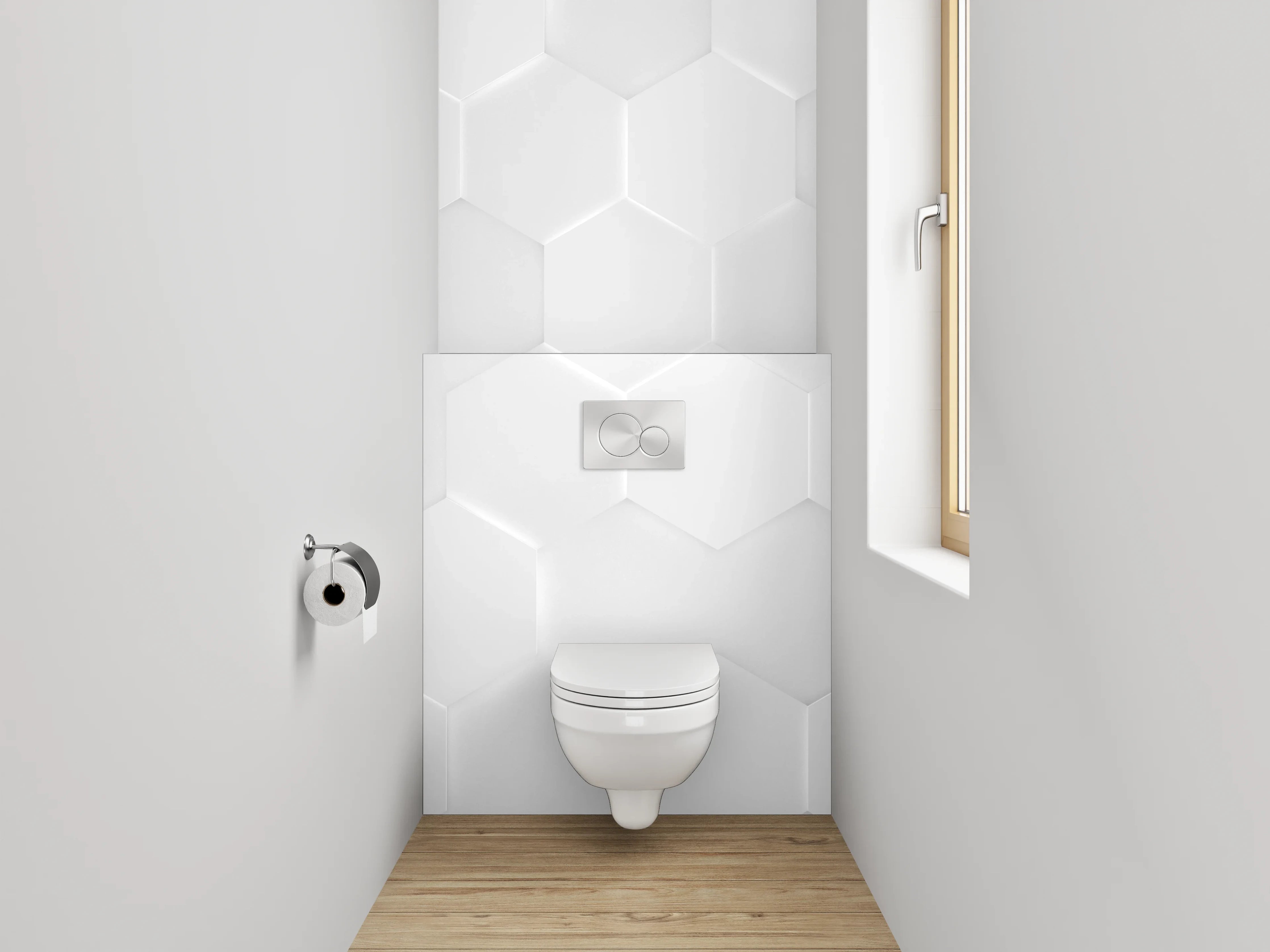 WC-Rückwand - Hexagon Weiß Struktur Wanddekor